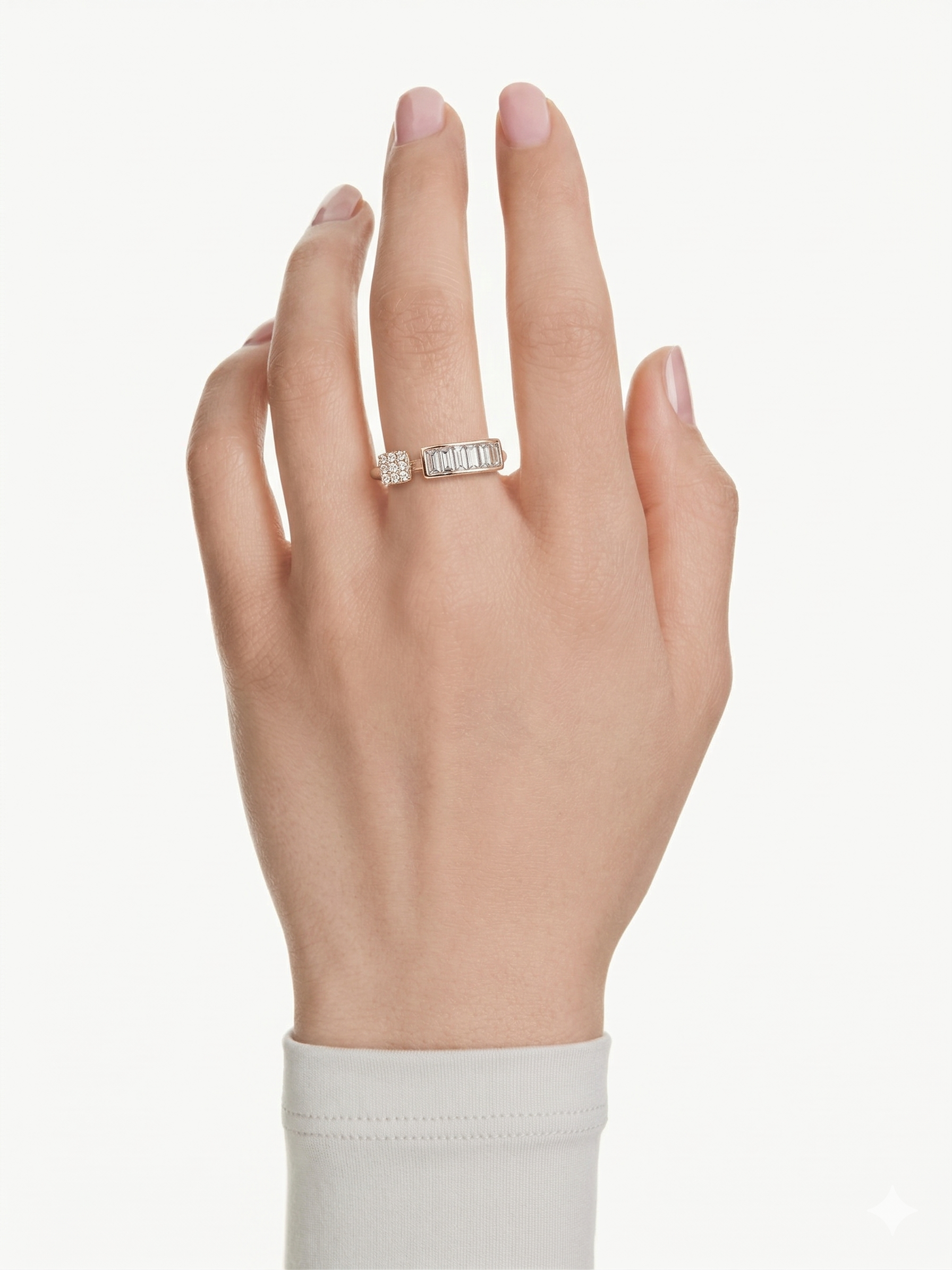 Duo-Glance Baguette & Pavé Open Ring - Alternate View