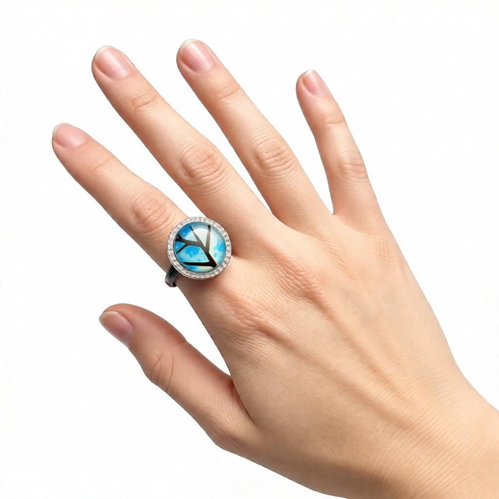 Dantela Tree of Life Larimar Ring - Alternate View