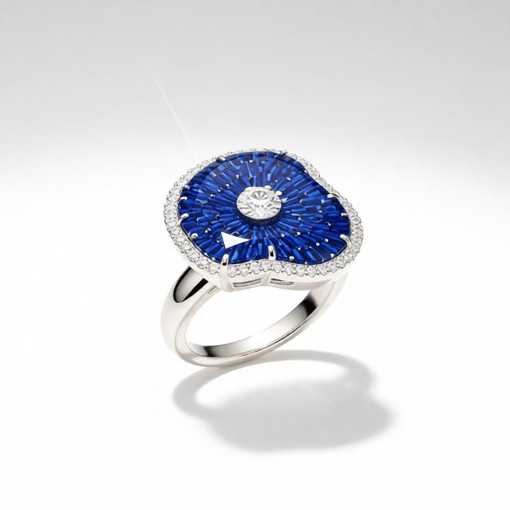 Azure Mosaic Petal Statement Ring