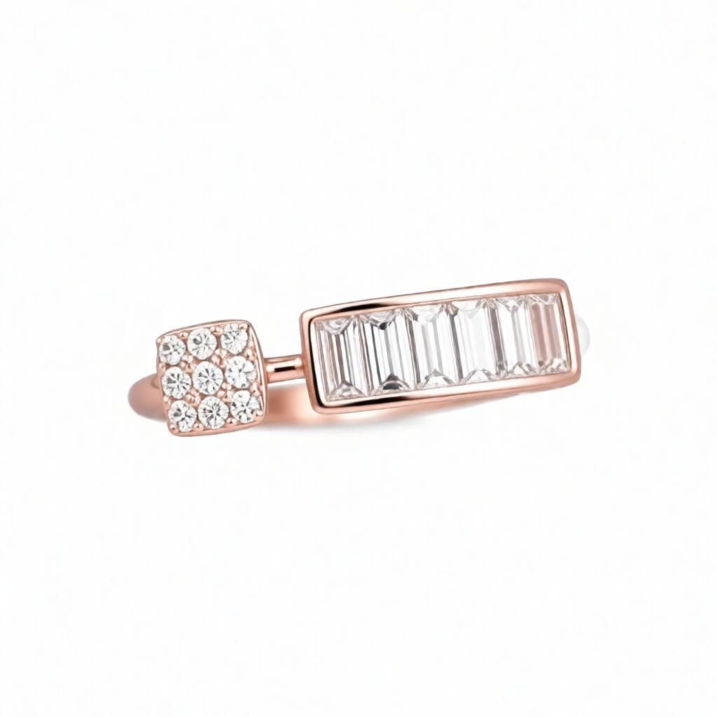 Duo-Glance Baguette & Pavé Open Ring