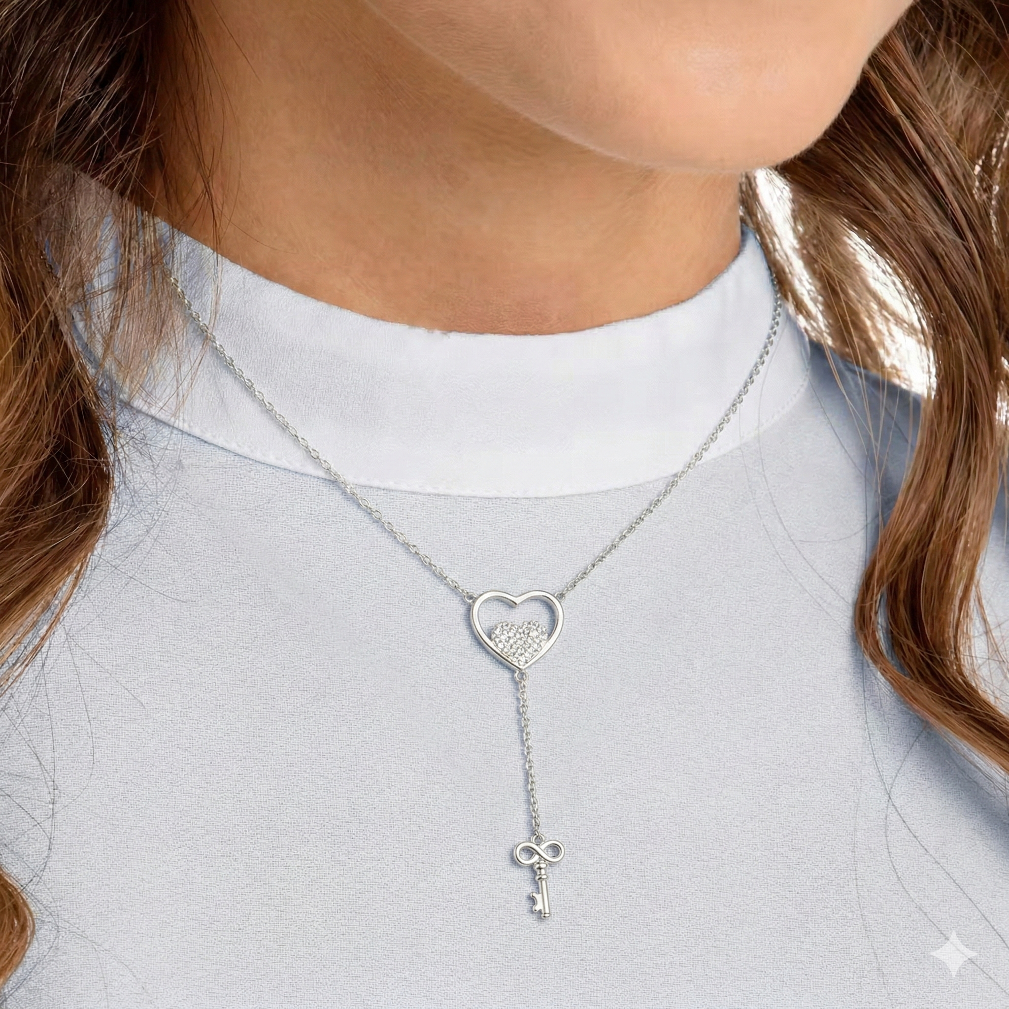 Heart Key Lariat Necklace
