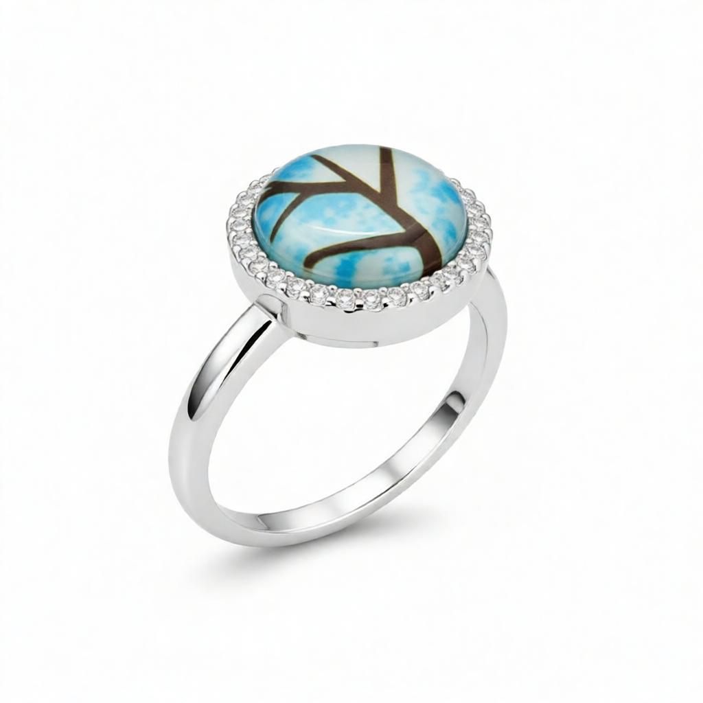 Dantela Tree of Life Larimar Ring