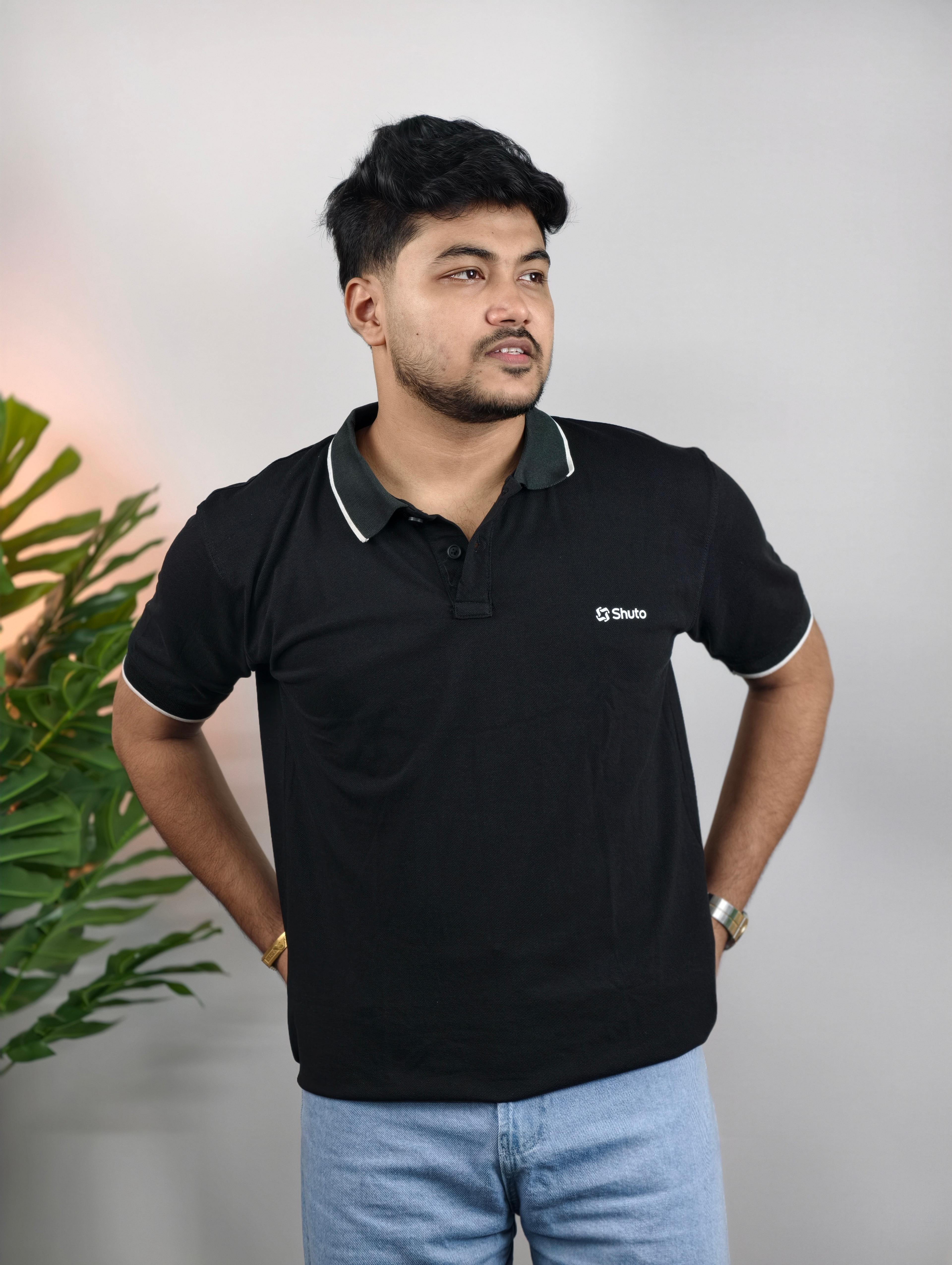 Ink Black Polo T-Shirt view 1