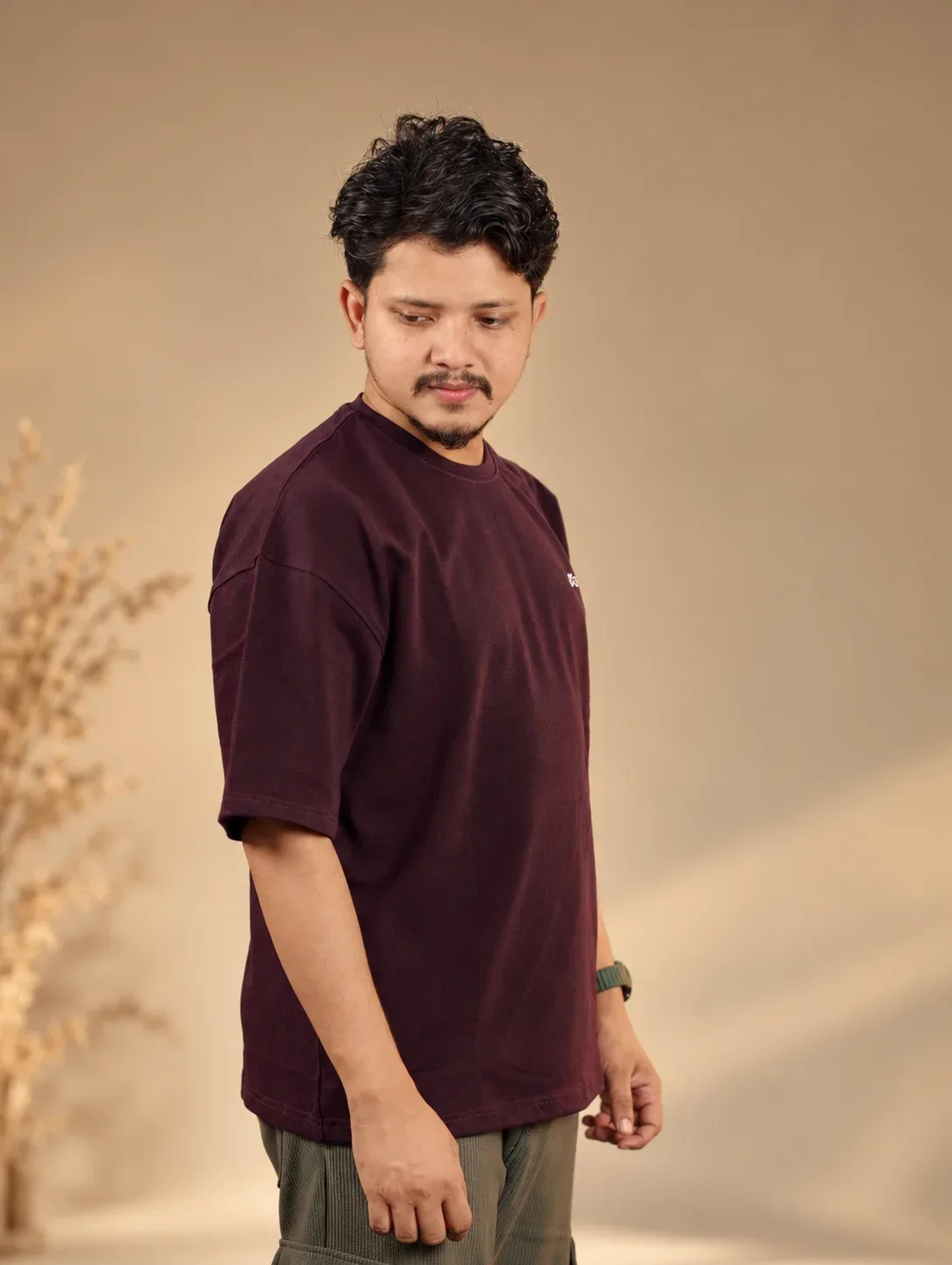 Burgundy Boxy Fit Oversize T-shirt alternate view
