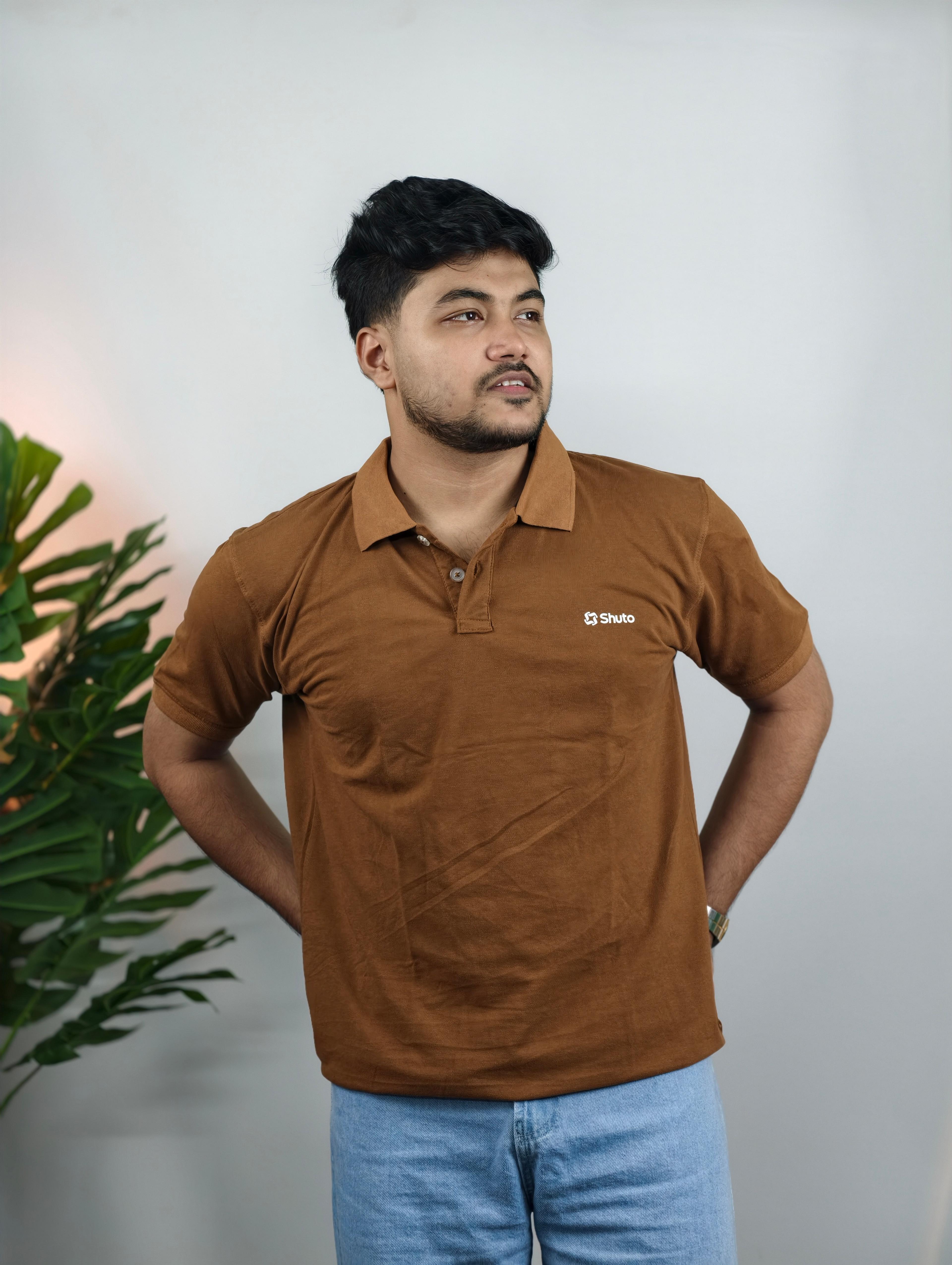 Dark Brown Polo T-shirt view 1