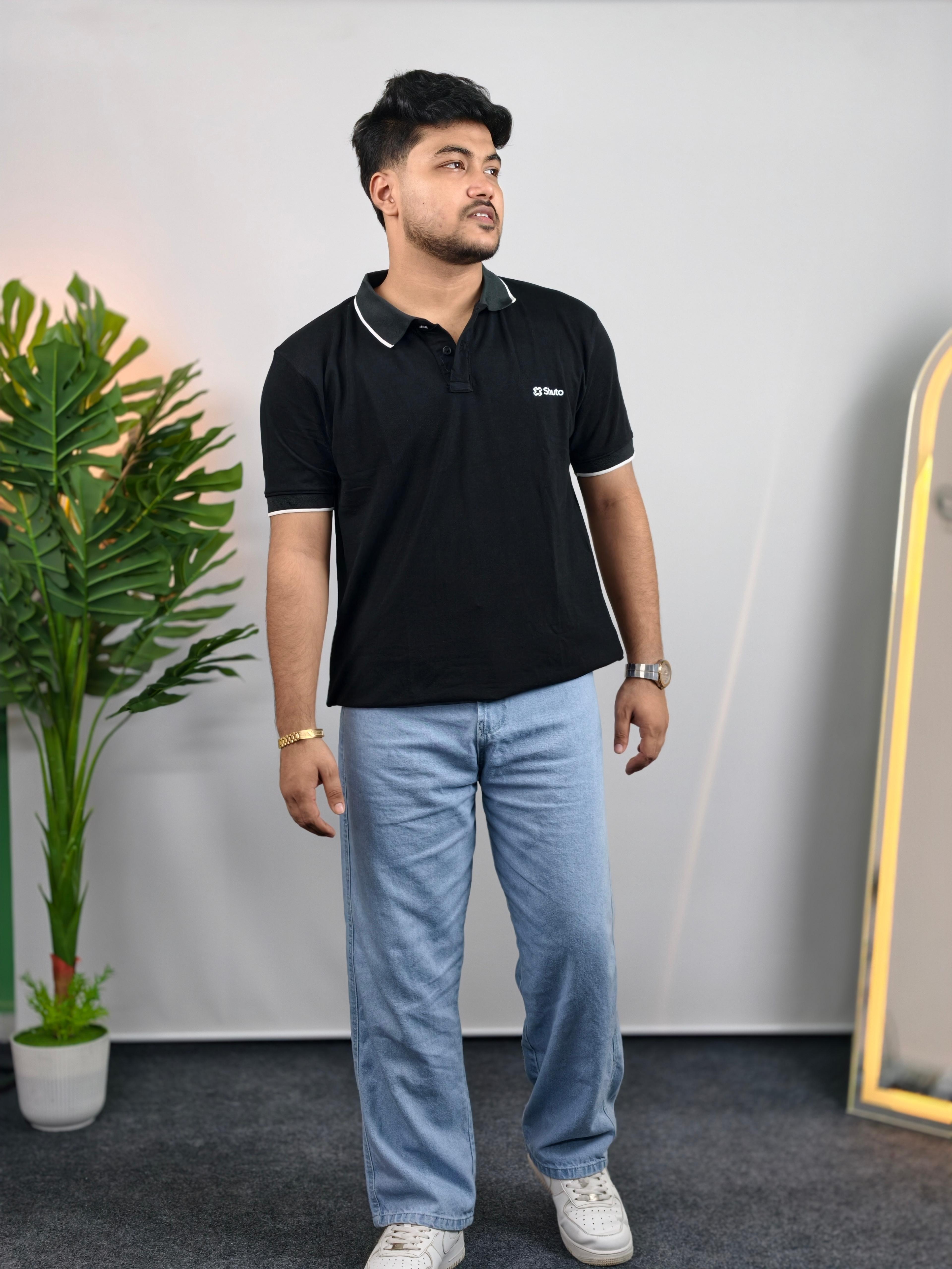 Ink Black Polo T-Shirt view 3