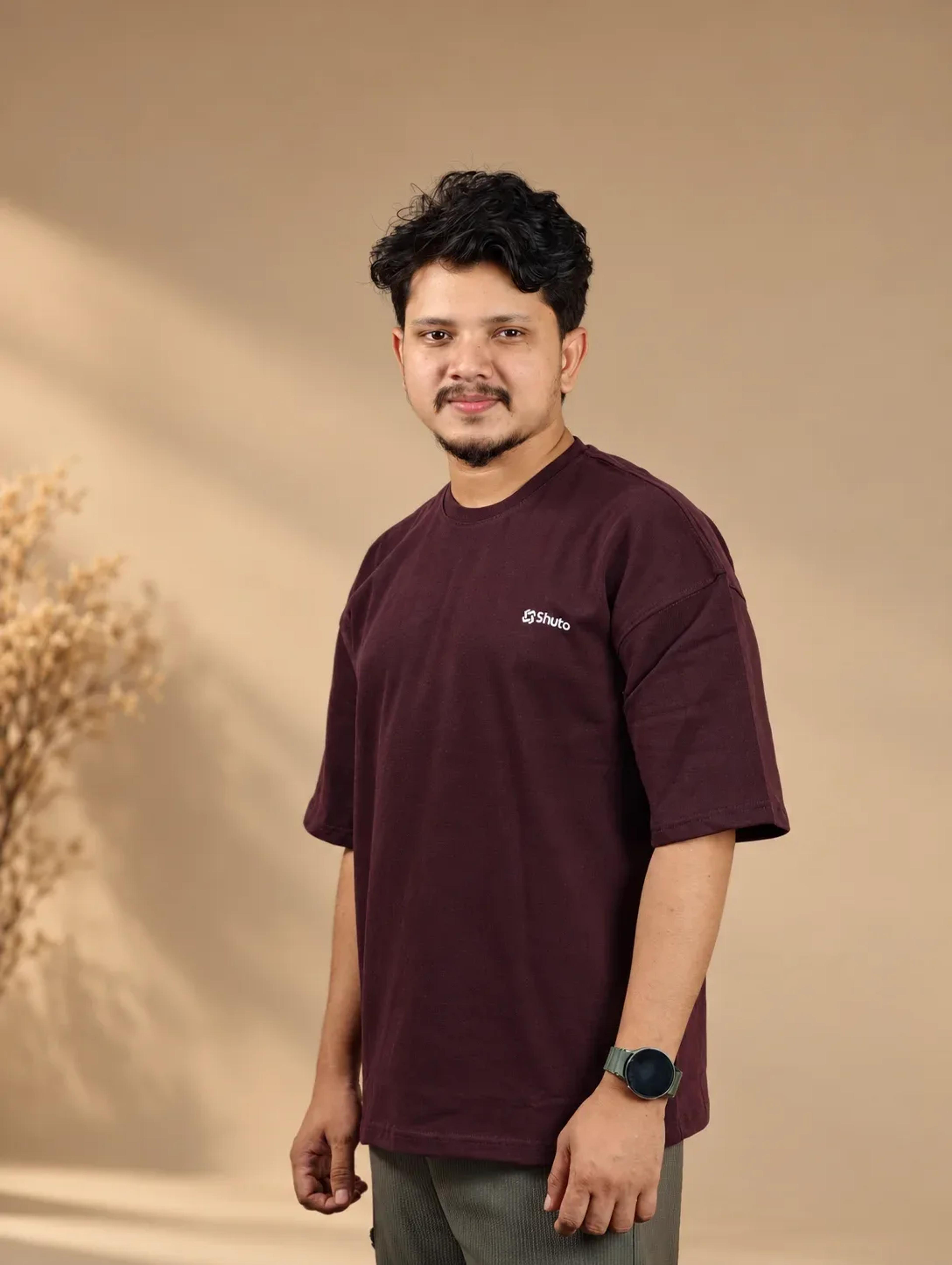 Burgundy Boxy Fit Oversize T-shirt
