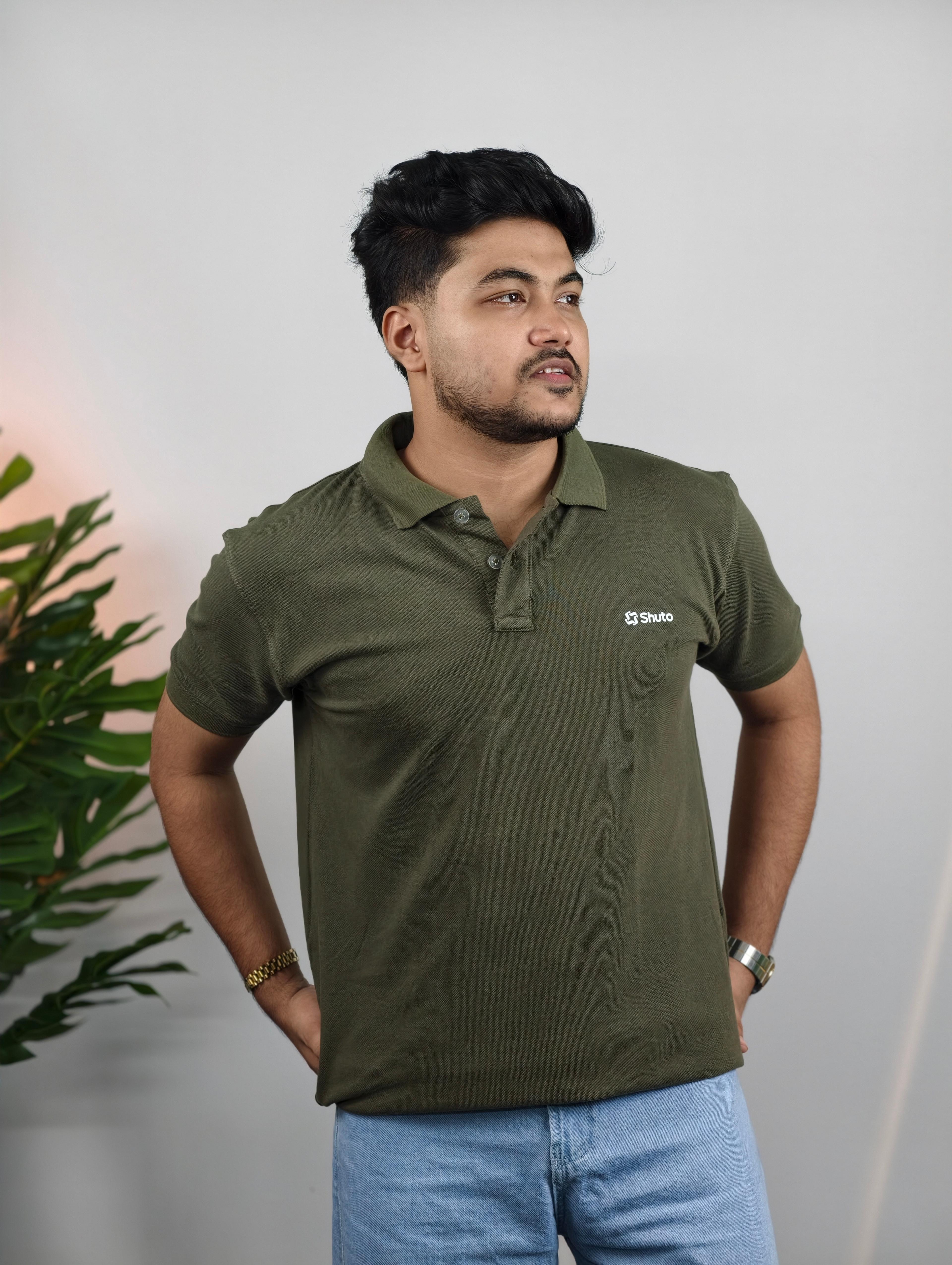 Militia Olive Polo T-Shirt  view 3