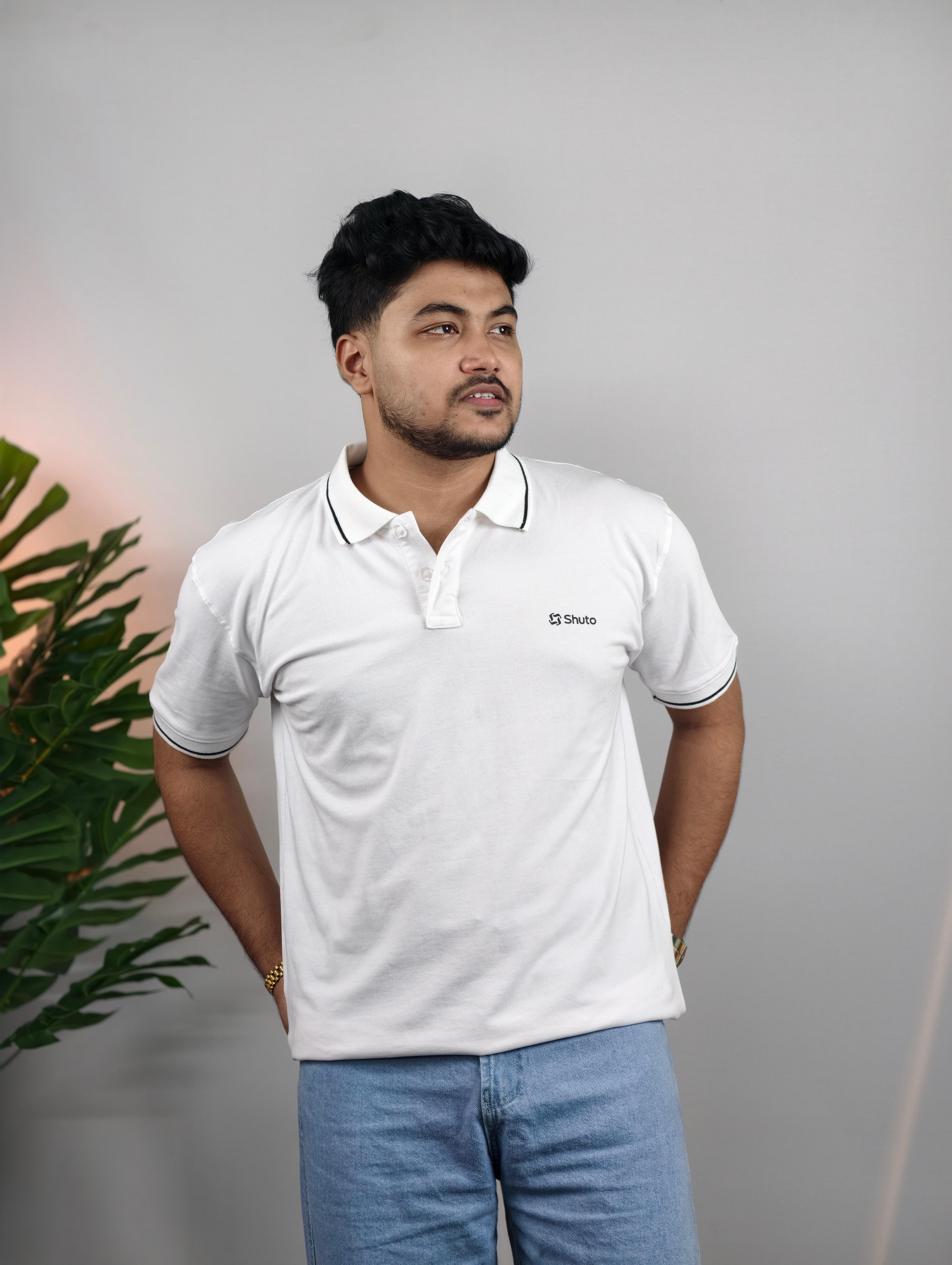 True White Polo T-Shirt view 2