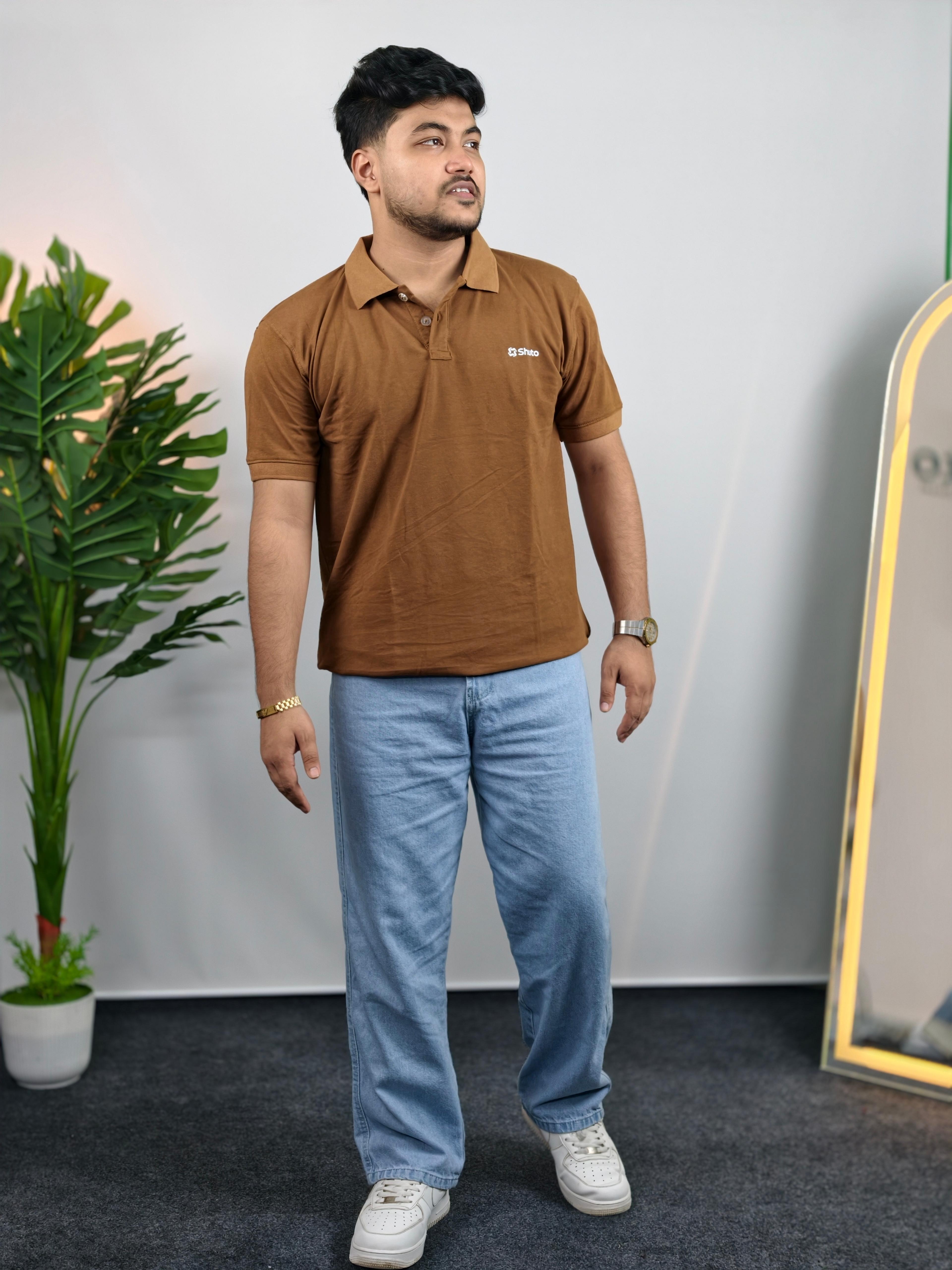 Dark Brown Polo T-shirt view 3