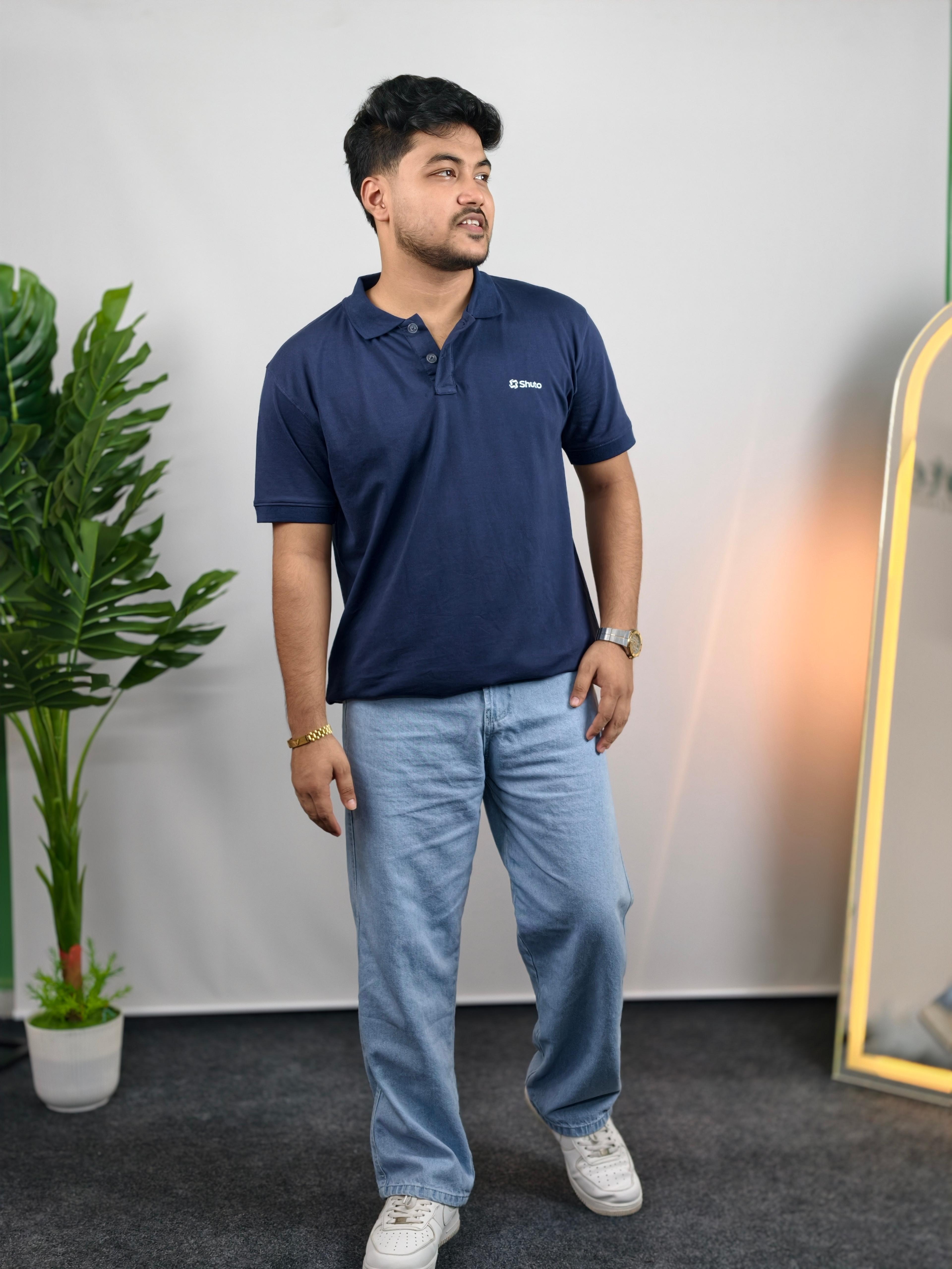 Marine/Navy Blue Polo T-Shirt   view 3