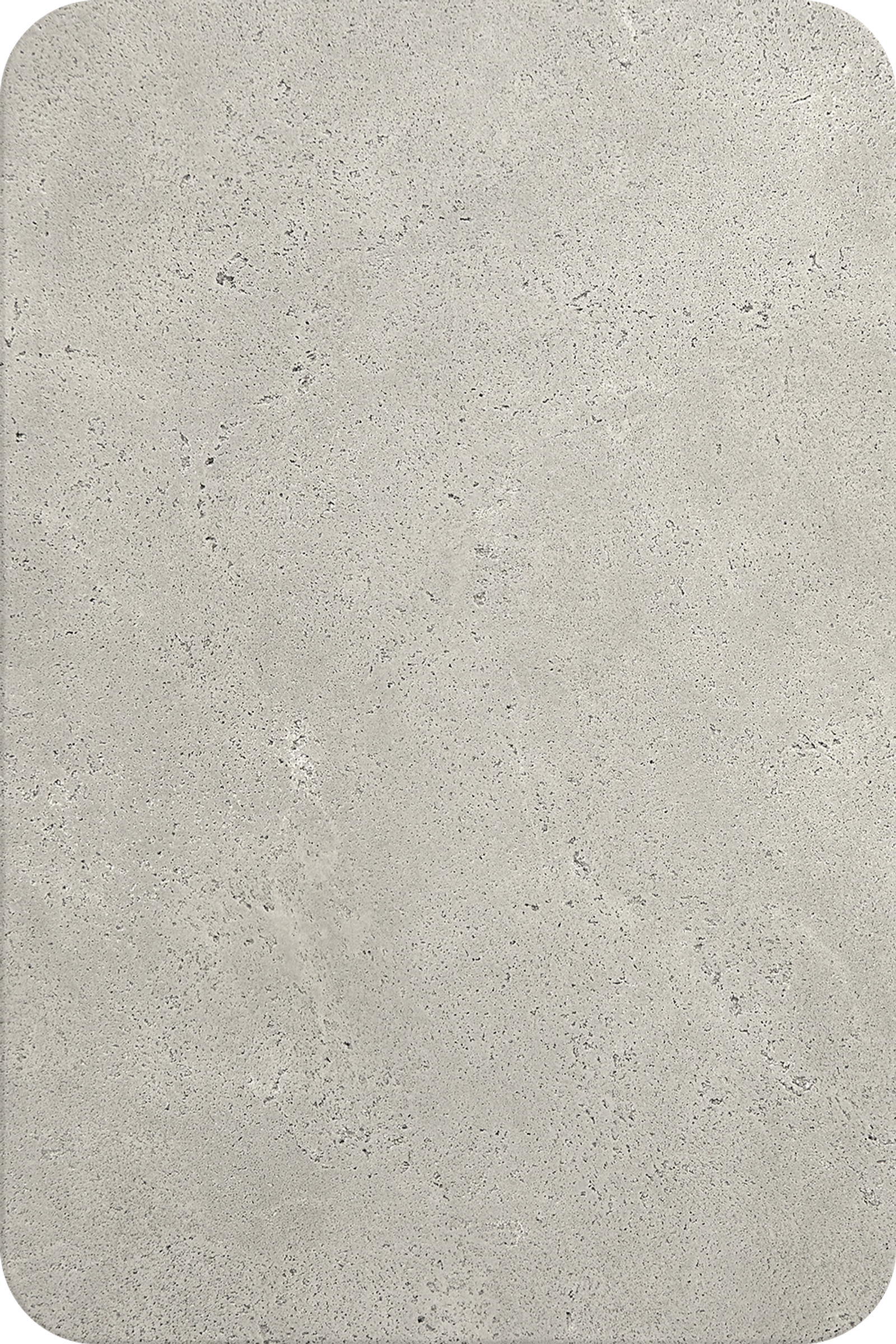 A smooth light gray concrete swatch with a speckled texture and small pockets throughout.