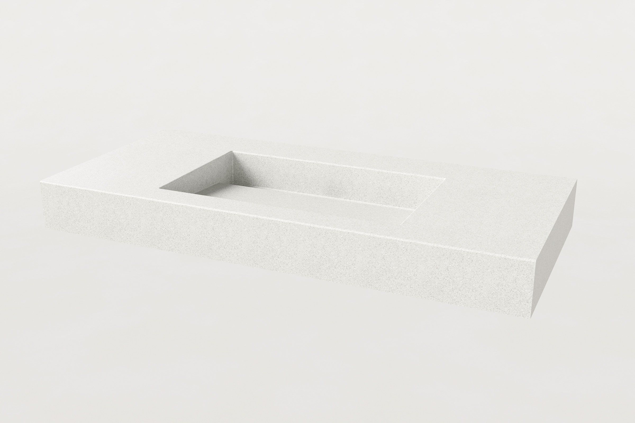 Manos Trof Drop 48 concrete sink in Chalk finish with minimalist rectangular basin, no faucet installed.