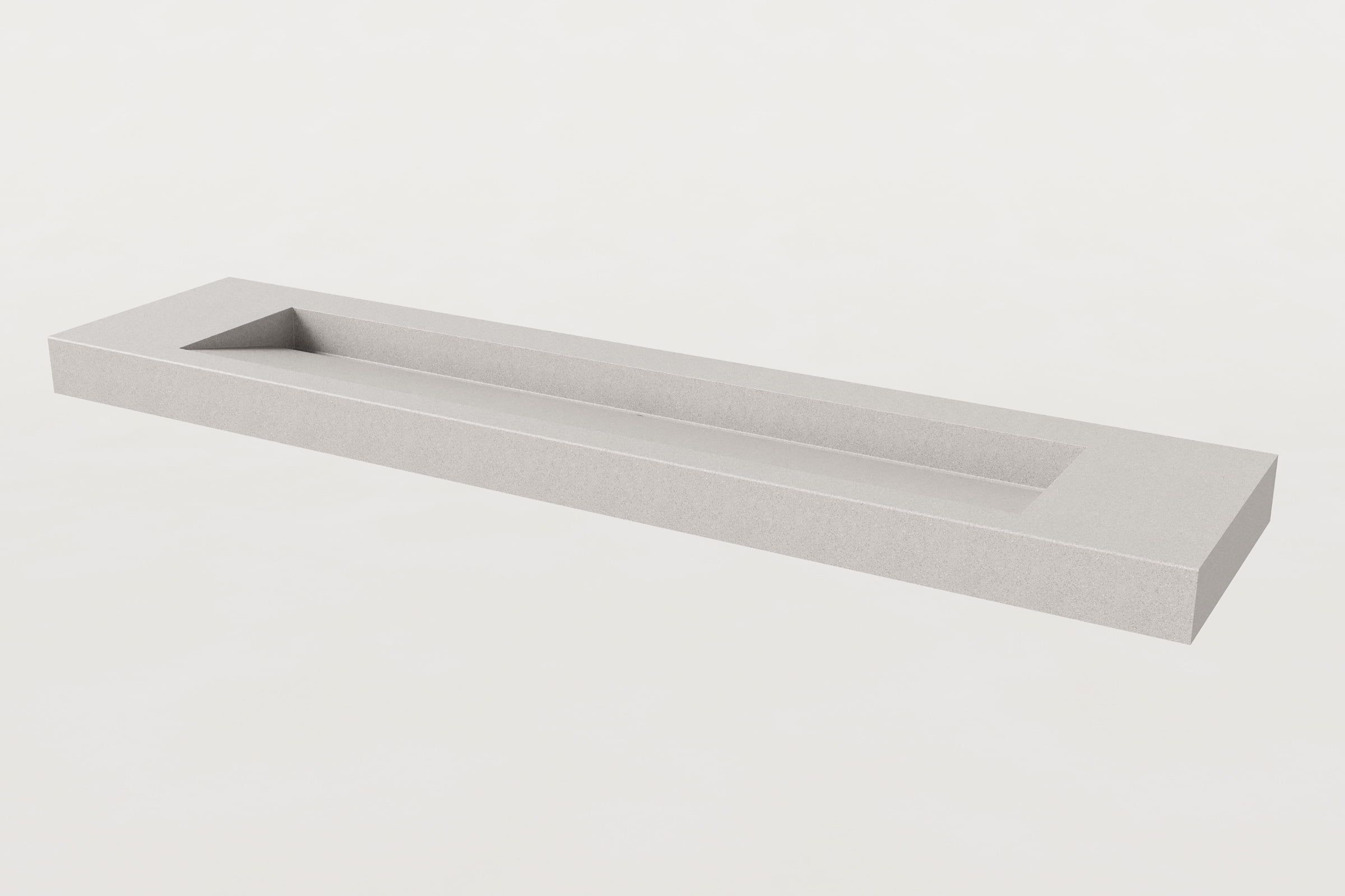Gray concrete Trof sink, single trough basin.