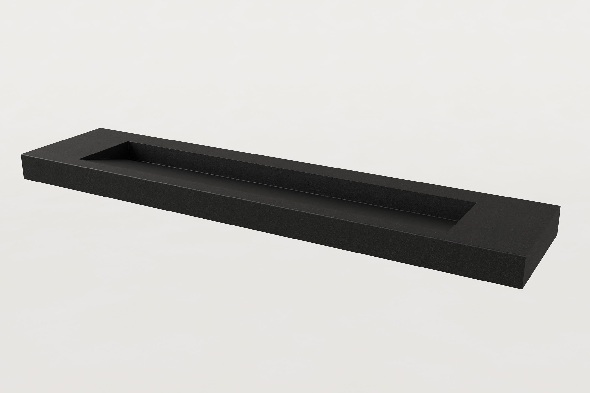 Black concrete Trof sink, single trough basin.