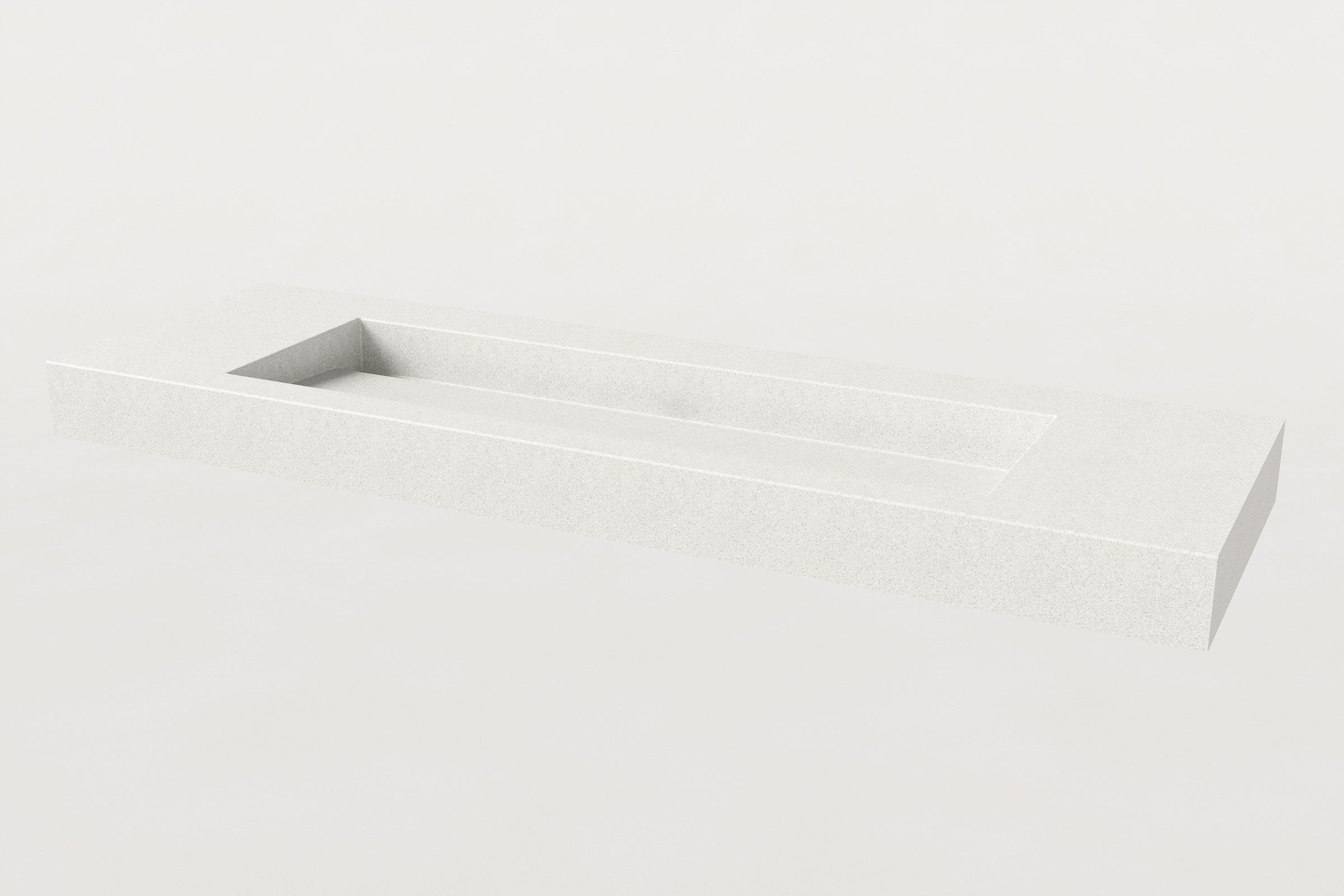 Rectangular concrete sink basin in Chalk finish, shown without faucet.