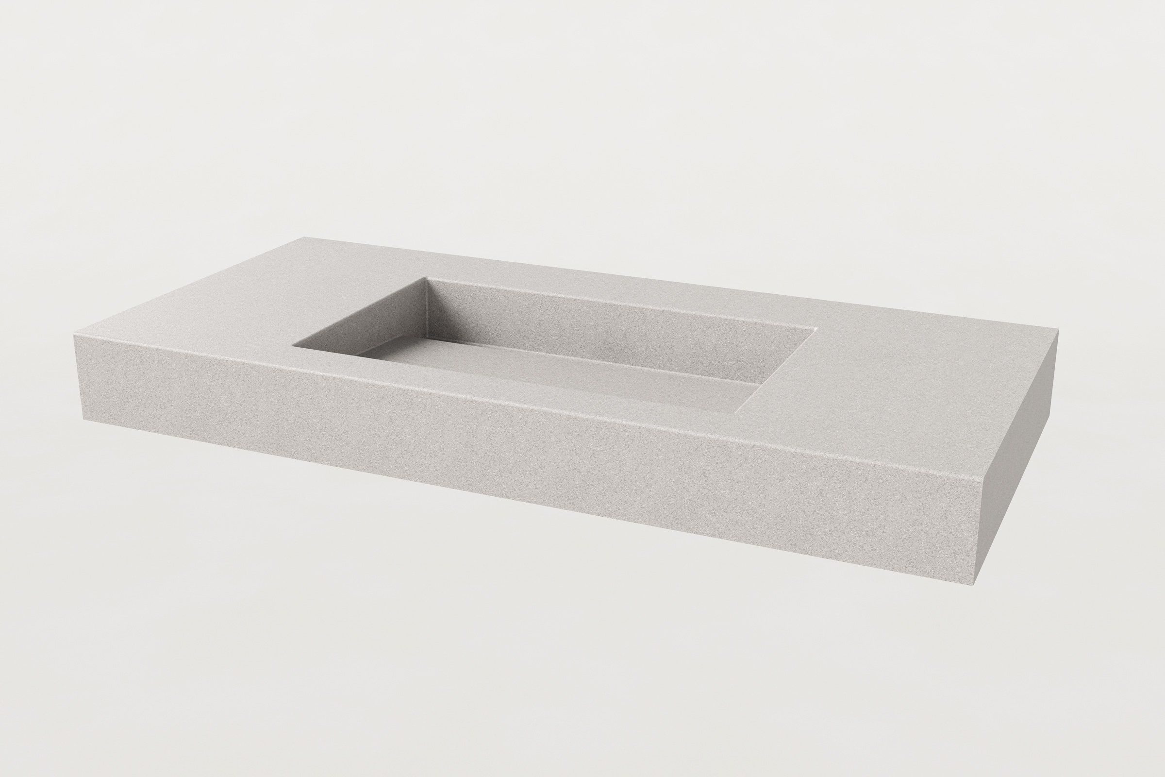 Manos Trof Drop 48 concrete sink in Chalk finish with minimalist rectangular basin, no faucet installed.