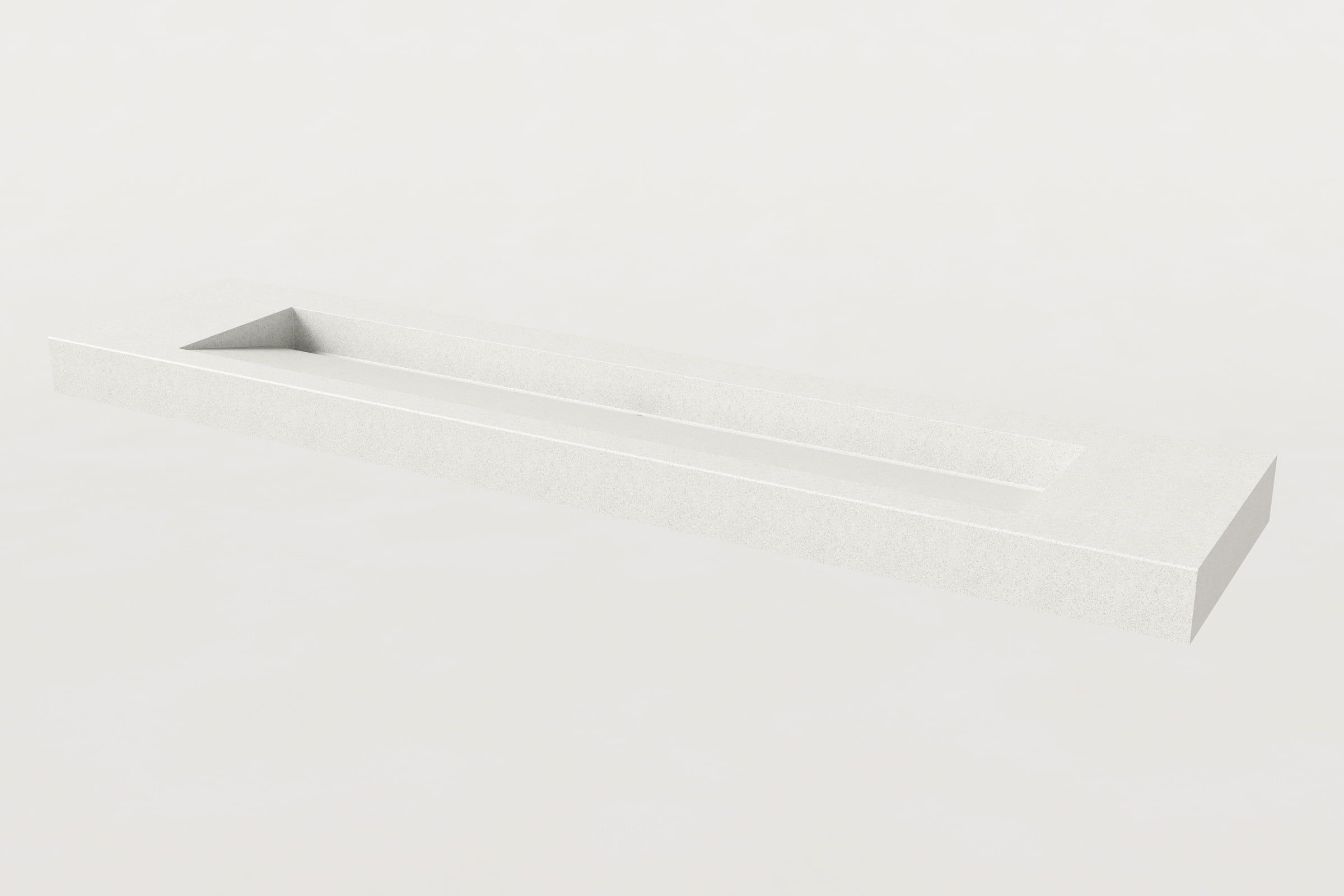 White concrete Trof sink, single trough basin.