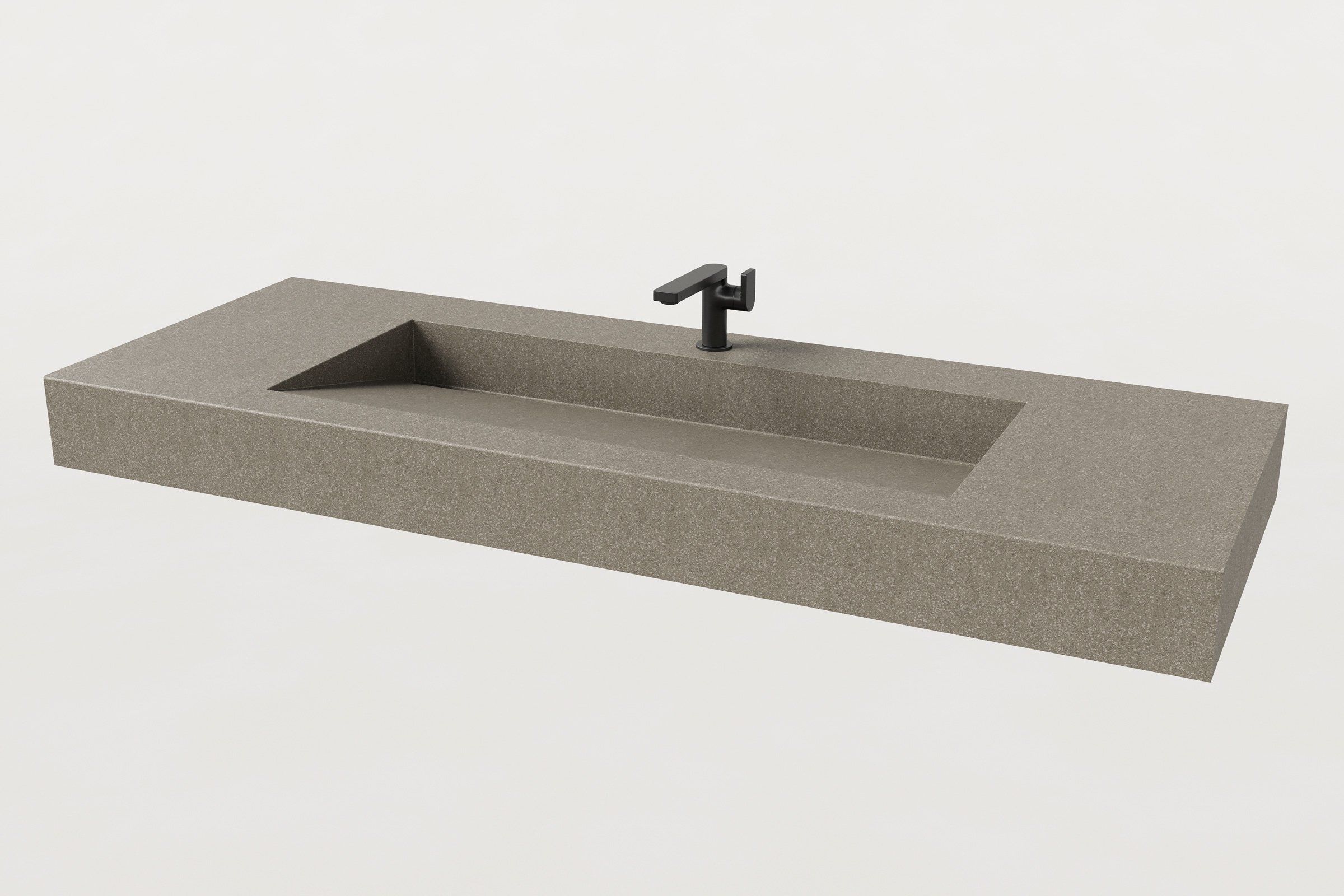The Hurricane sink with a single-hole matte black faucet, centered above the basin.