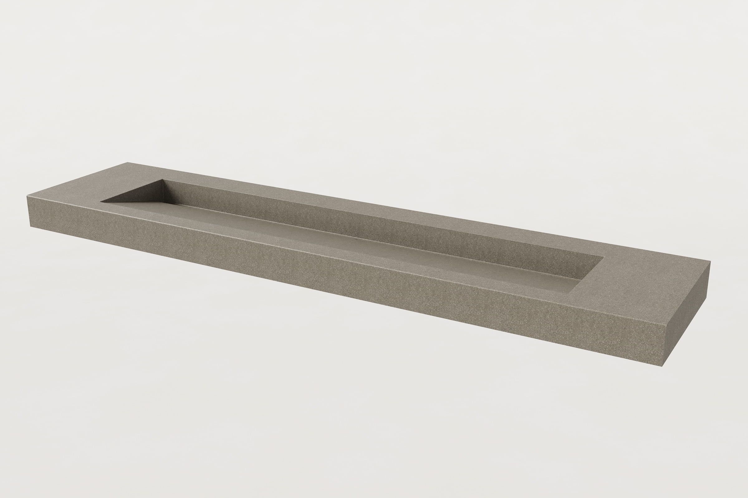 Beige concrete Trof sink, single trough basin.