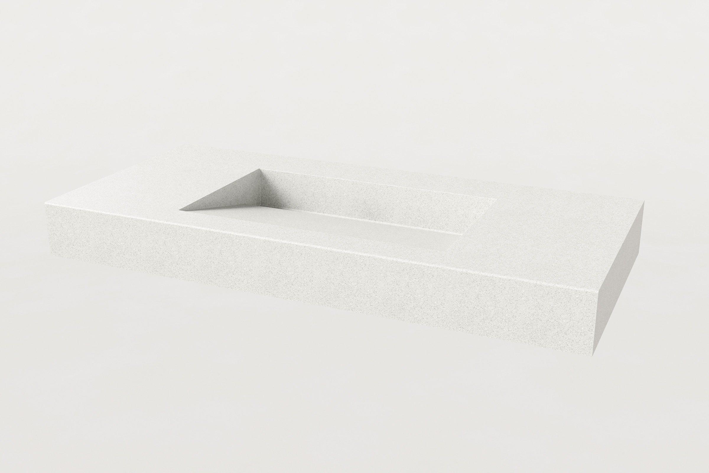 Minimalist concrete sink in Chalk finish – Manos Trof Flow 48, rectangular basin design without faucet.