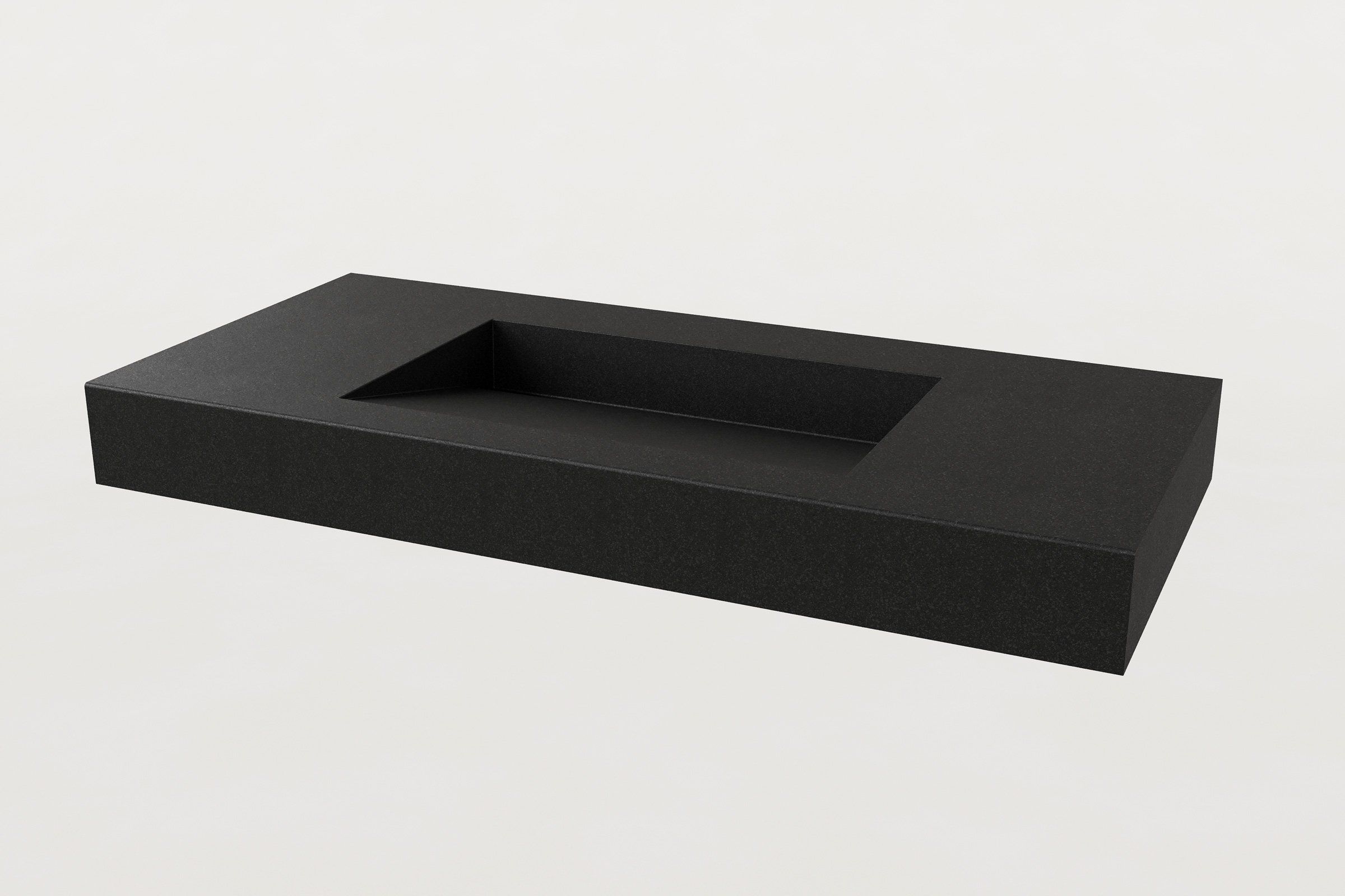 Rectangular concrete sink basin in Storm finish, shown without faucet.