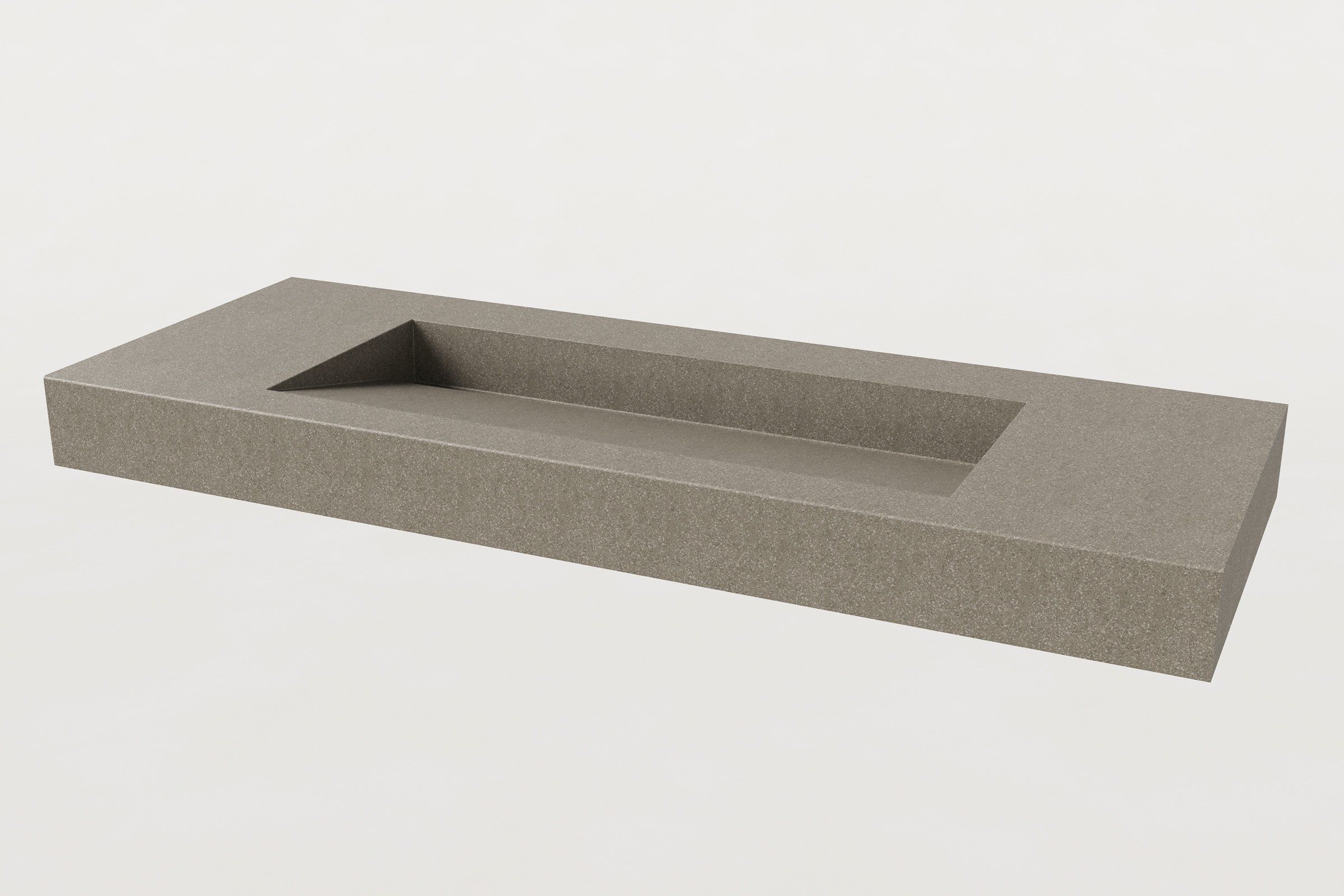 A minimalist concrete sink in the Hurricane colorway, shown without fixtures on a white background.