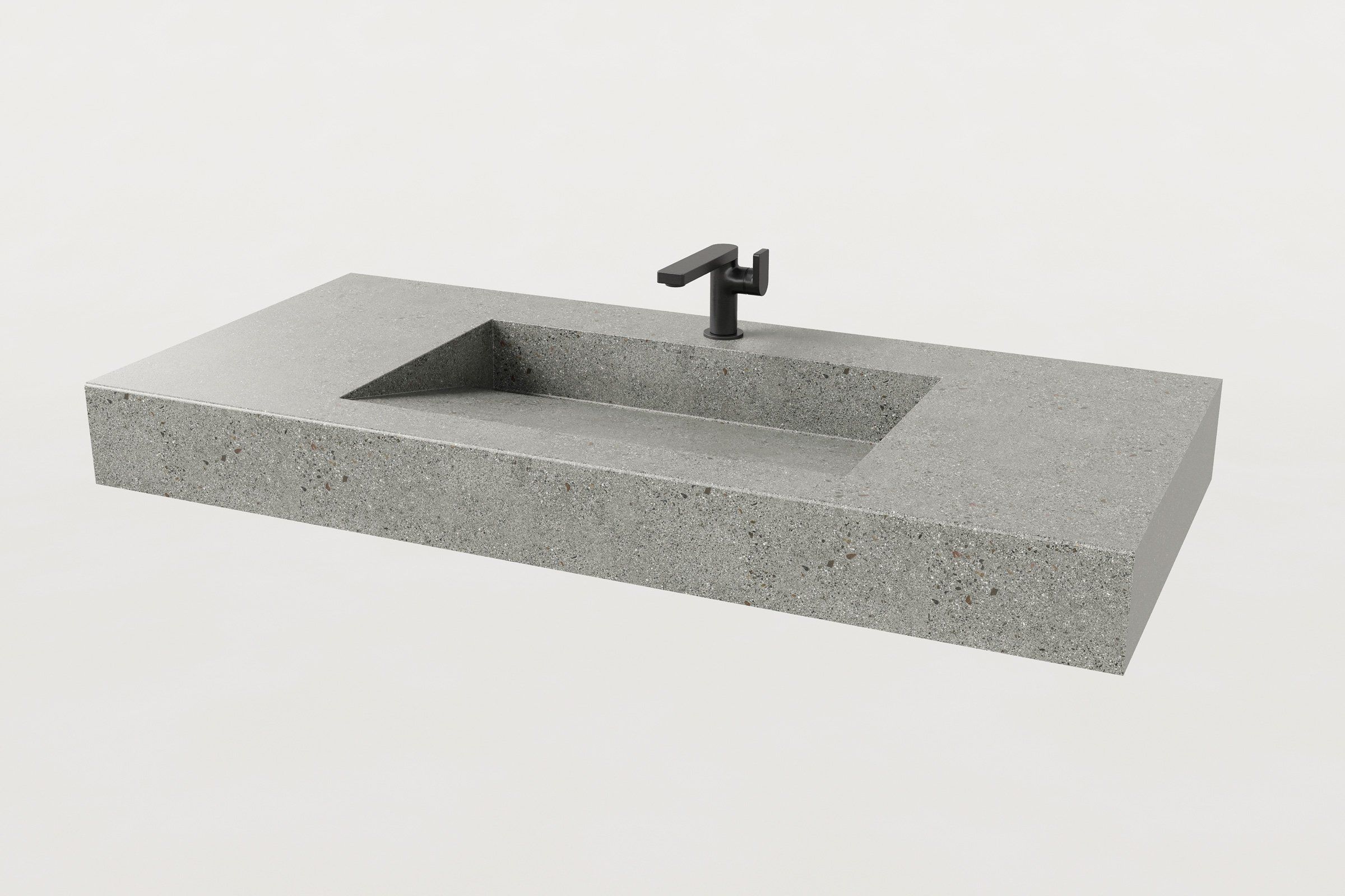 Juda finish Trof Flow 48 sink with a single-hole matte black faucet.