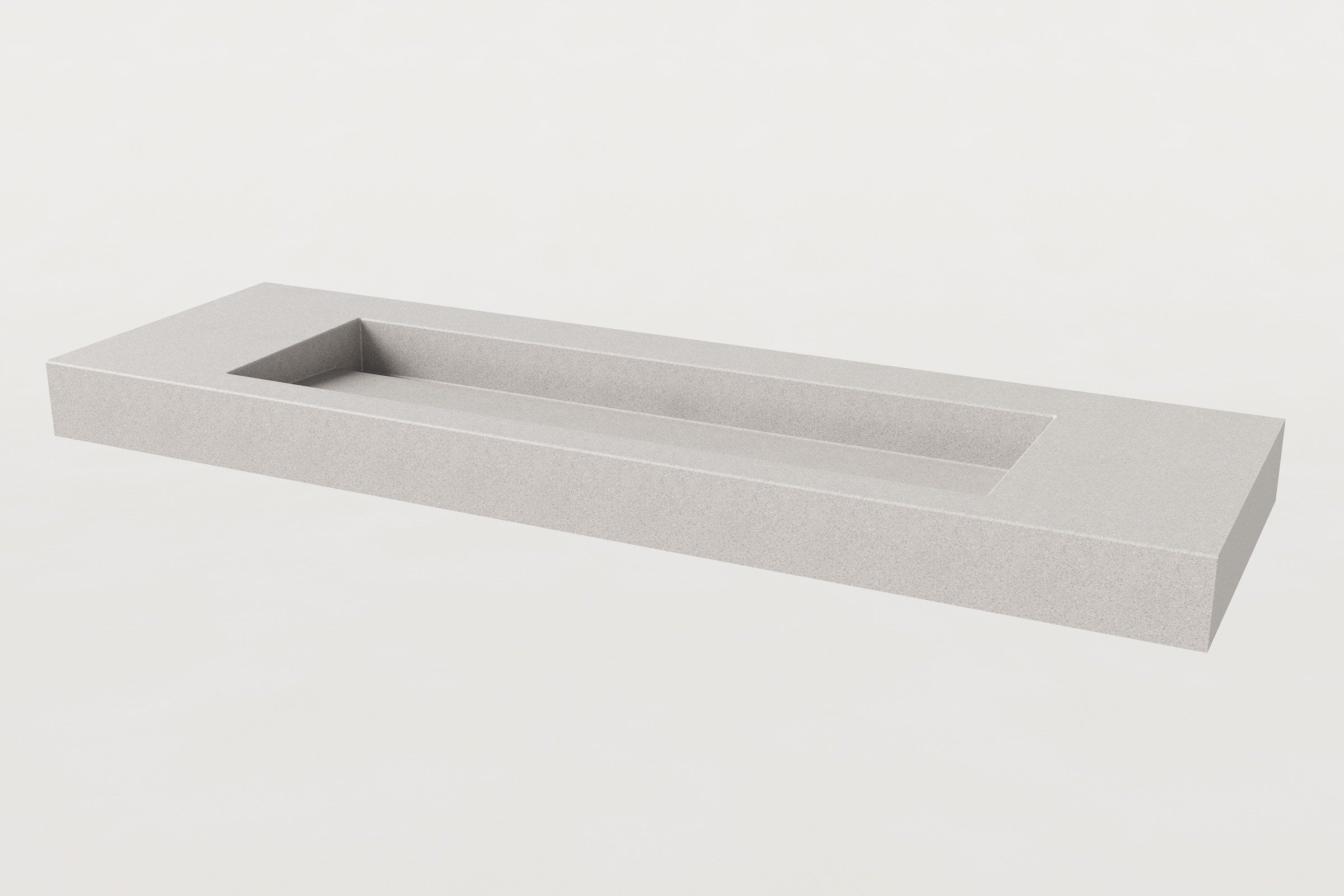 Rectangular concrete sink basin in Fog finish, shown without faucet.