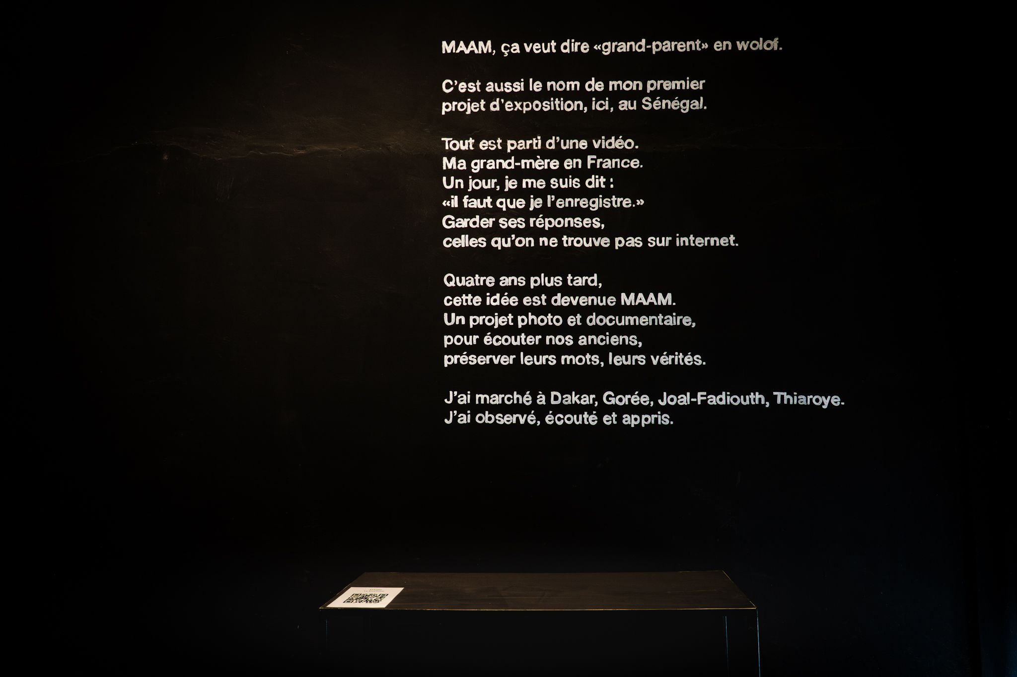 Texte mural expliquant la genèse de MAAM