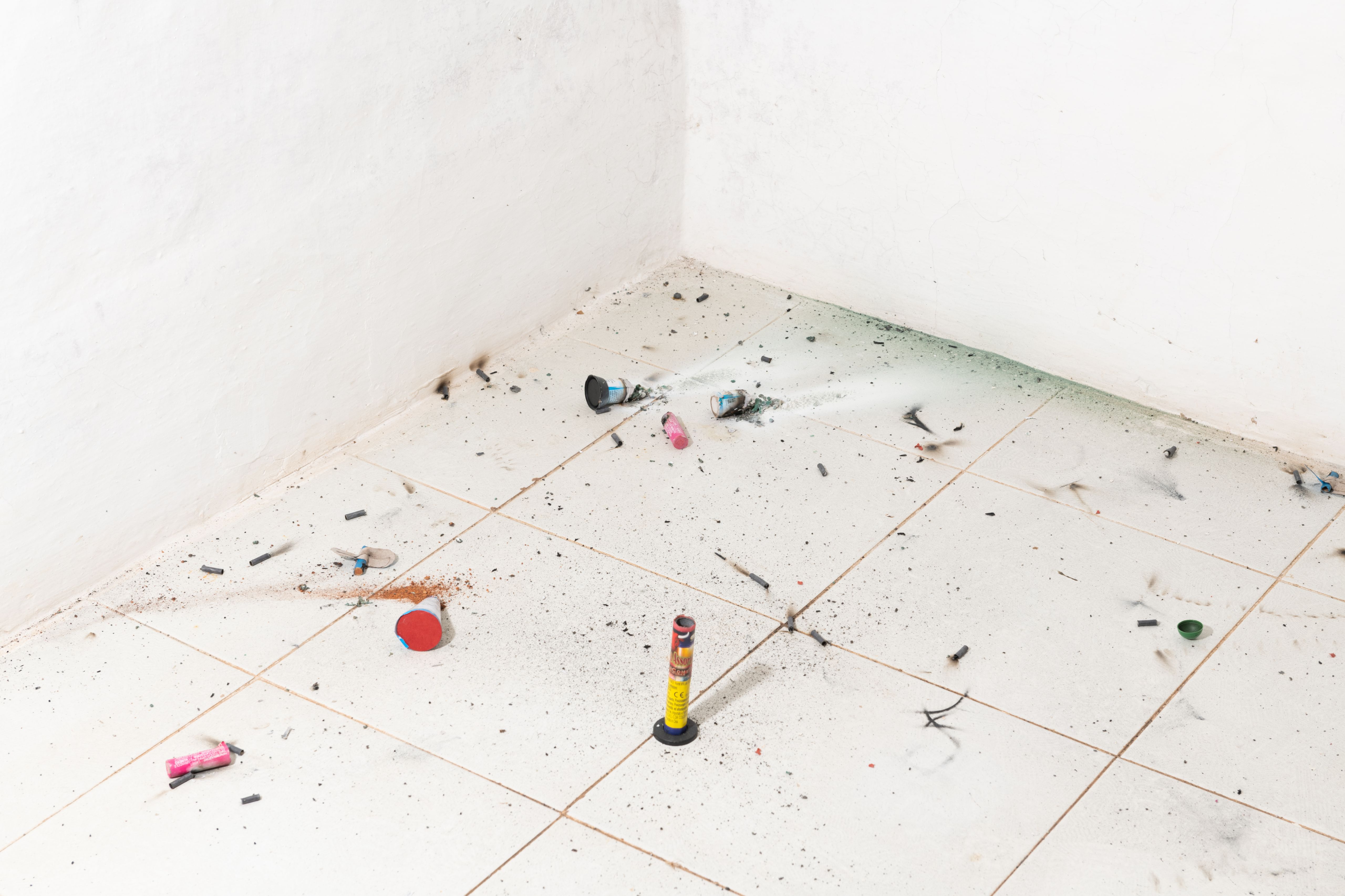 exploded firecracker in a room