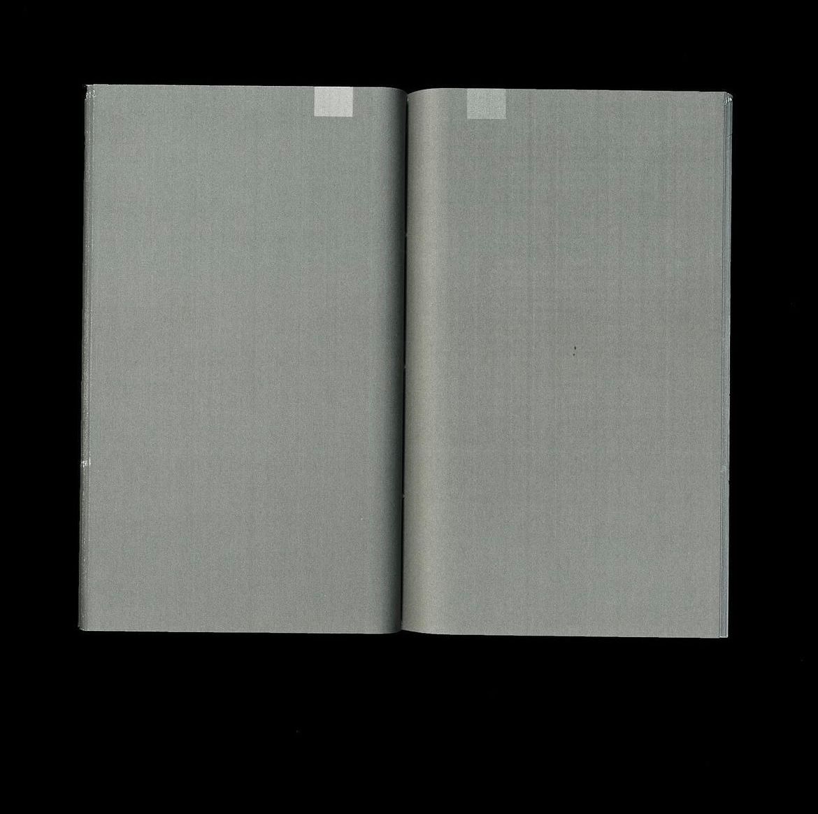 Blank grey spread of the book