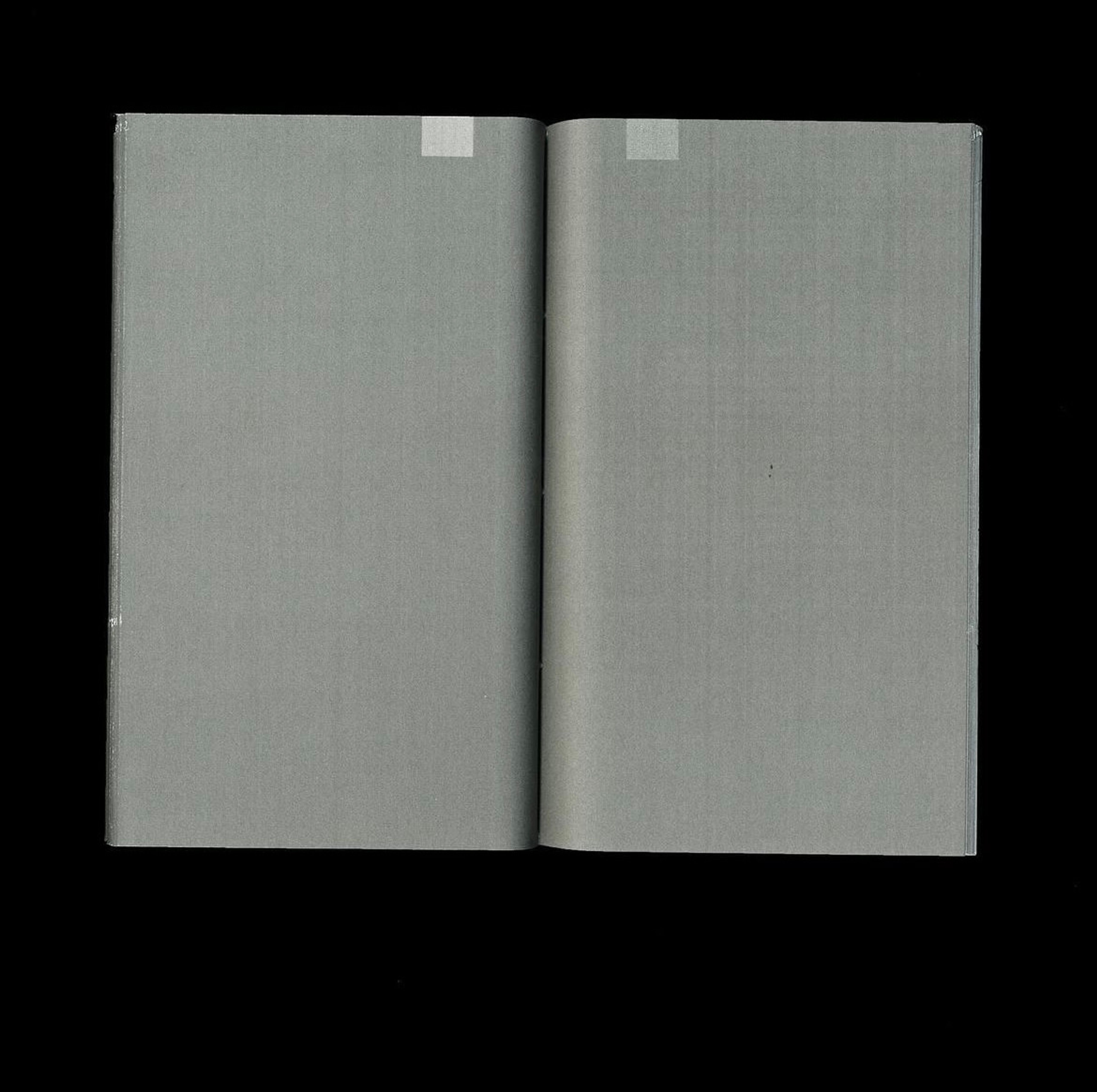 Blank grey spread of the book