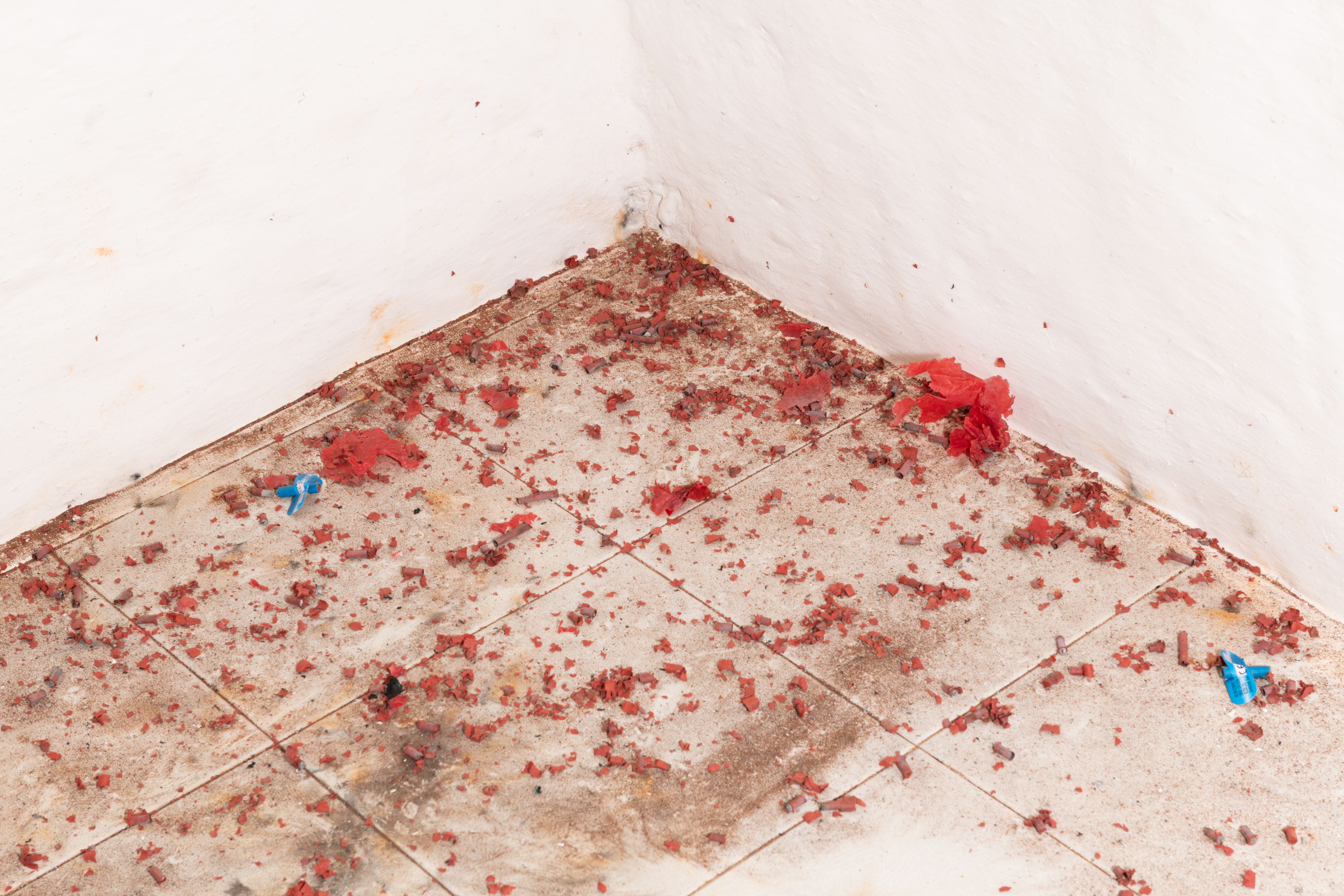 exploded firecracker in a room