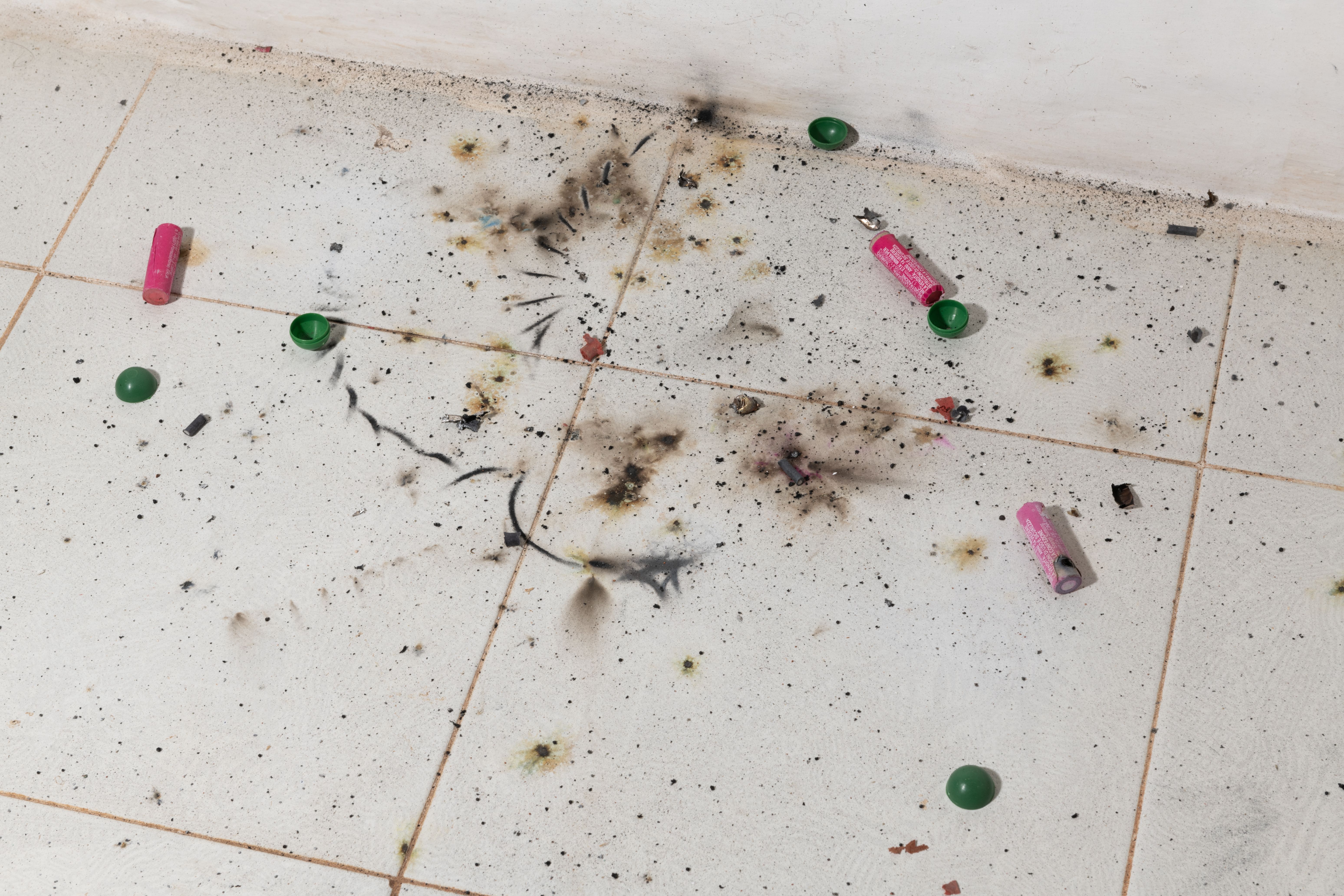 exploded firecracker in a room