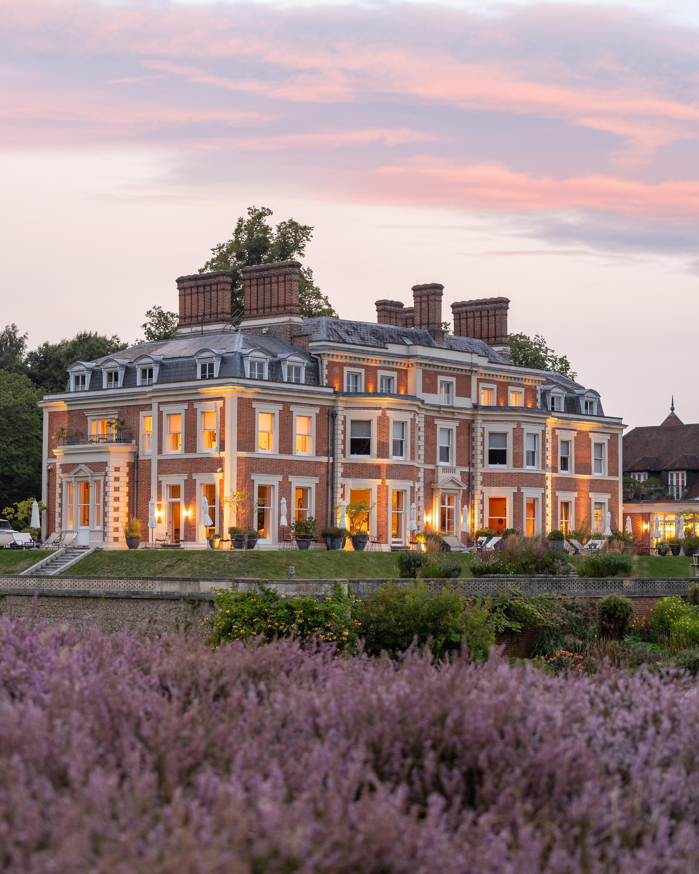 Heckfield Place surrounded by wild meadows and ancient woodlands in Hampshire, UK