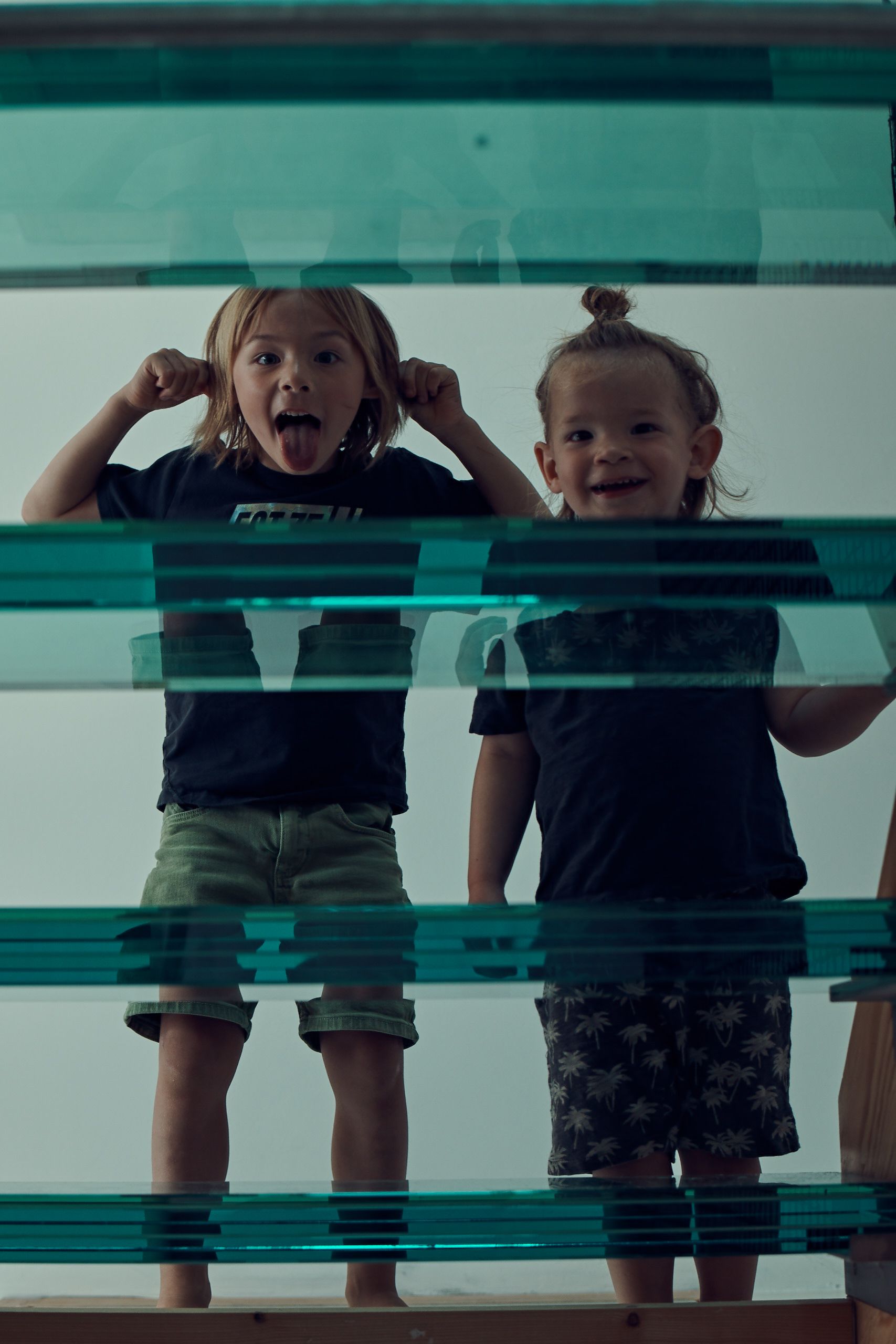 Kids playing at stairs