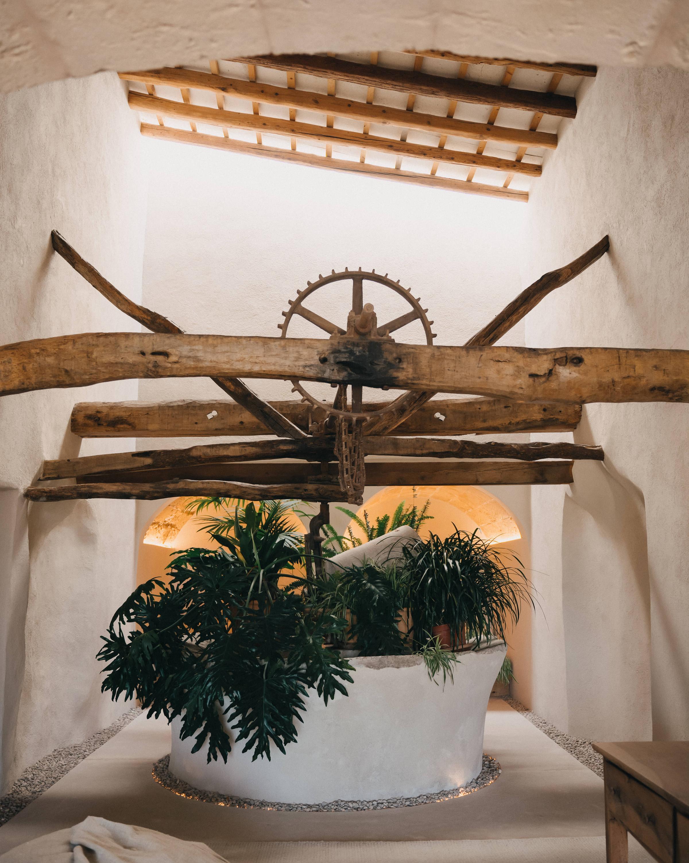 Minimalist lobby at Es Racó d'Artà, featuring natural tones and elegant design inspired by Mallorcan heritage