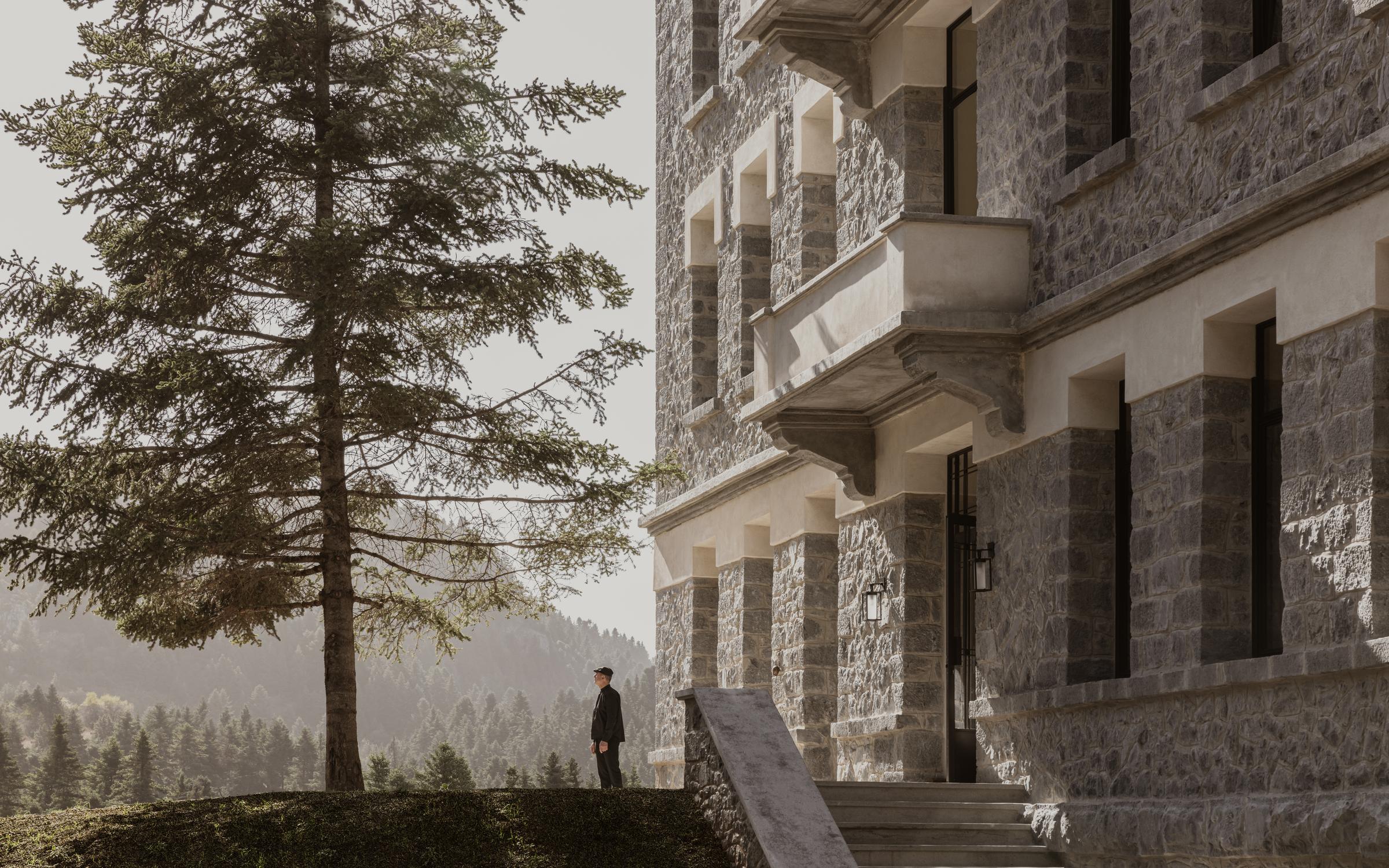 Peaceful walking paths winding through the dense fir forest surrounding MANNA Mountain Resort.