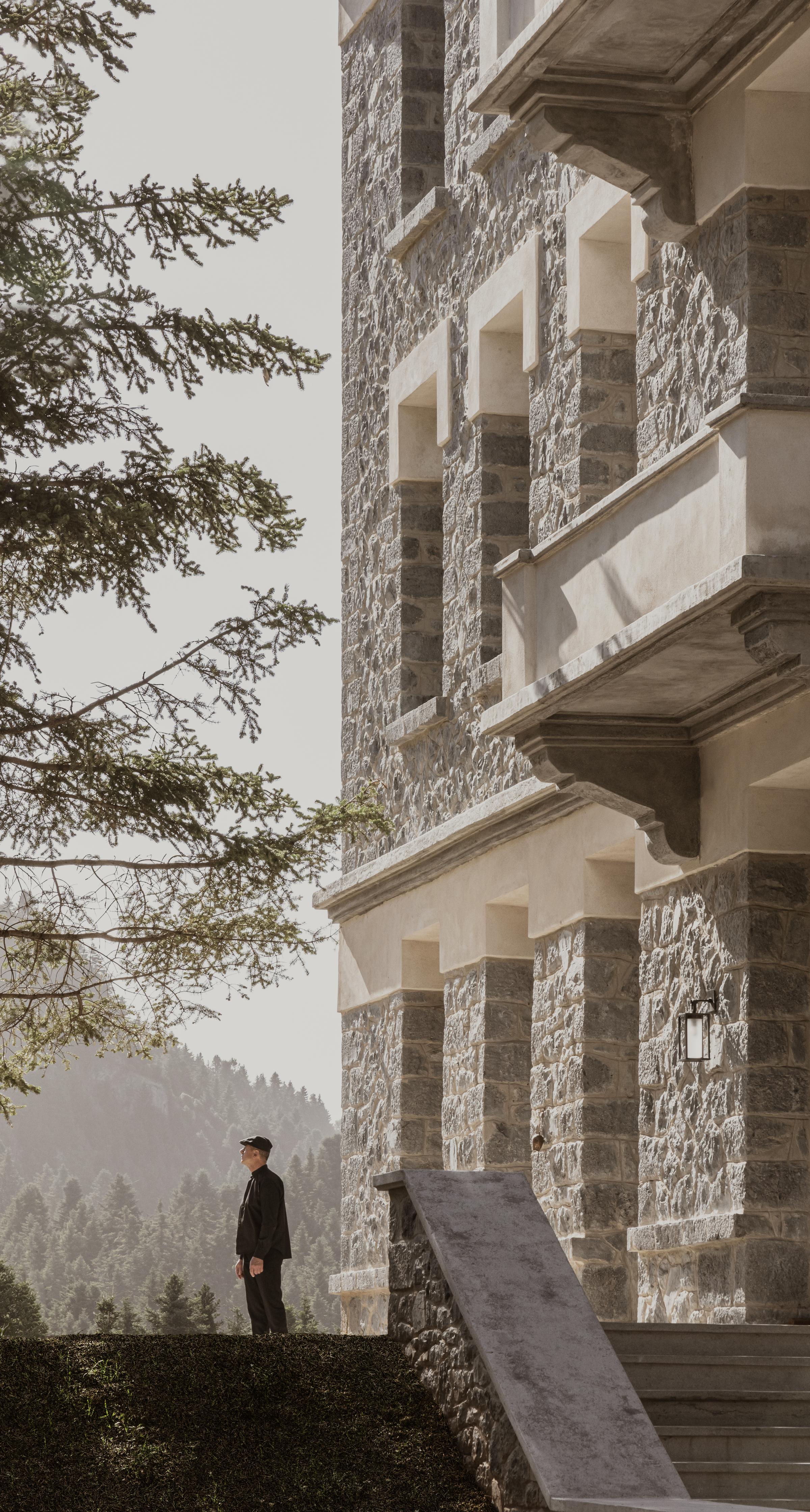 Peaceful walking paths winding through the dense fir forest surrounding MANNA Mountain Resort.