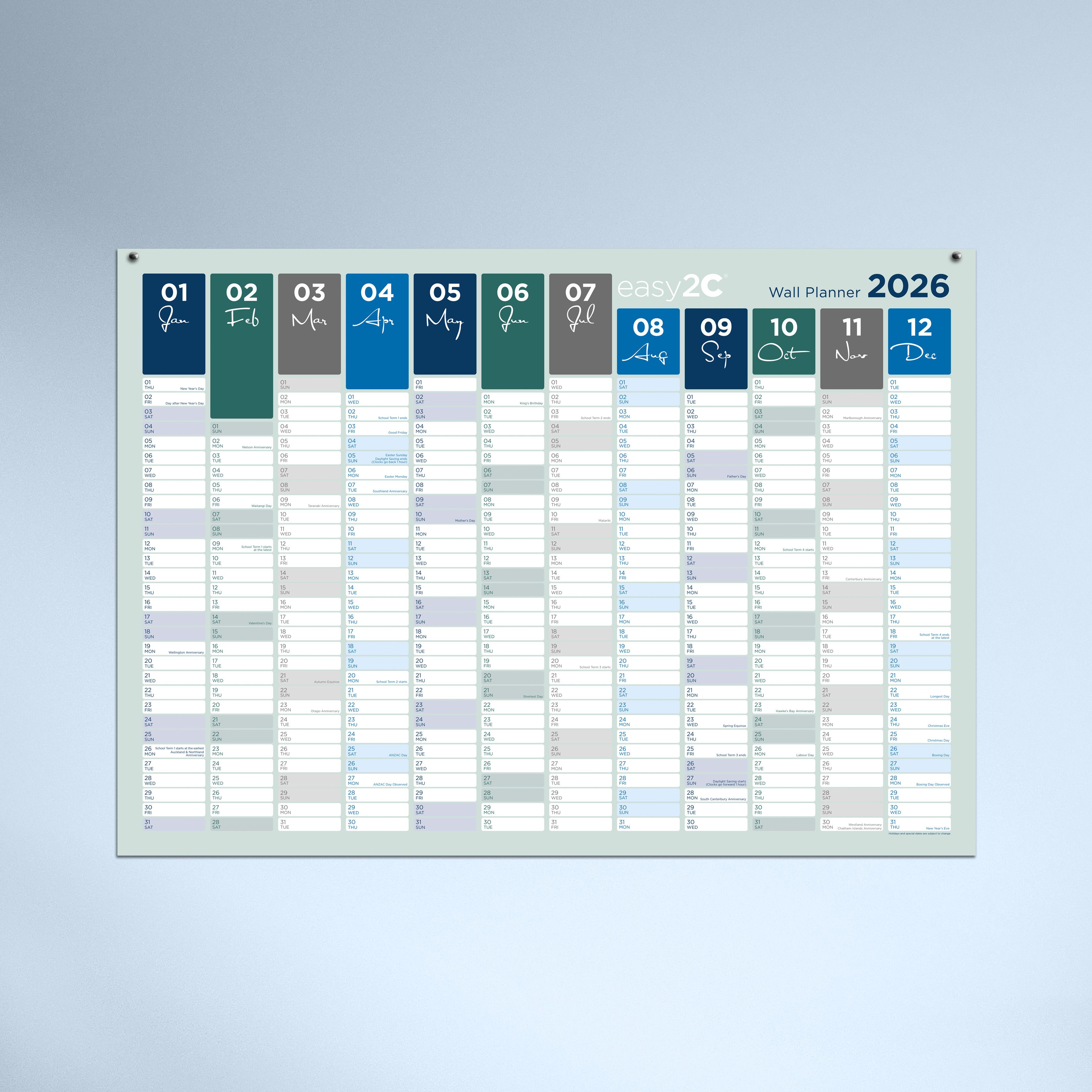 LARGE LAMINATED WALL PLANNER 26 FRONT