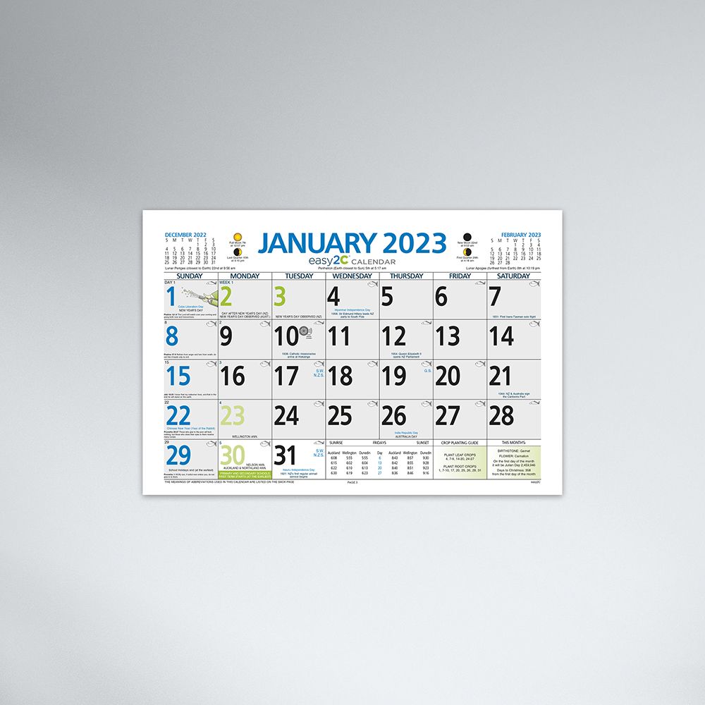 easy2C Calendar Pad - Jan