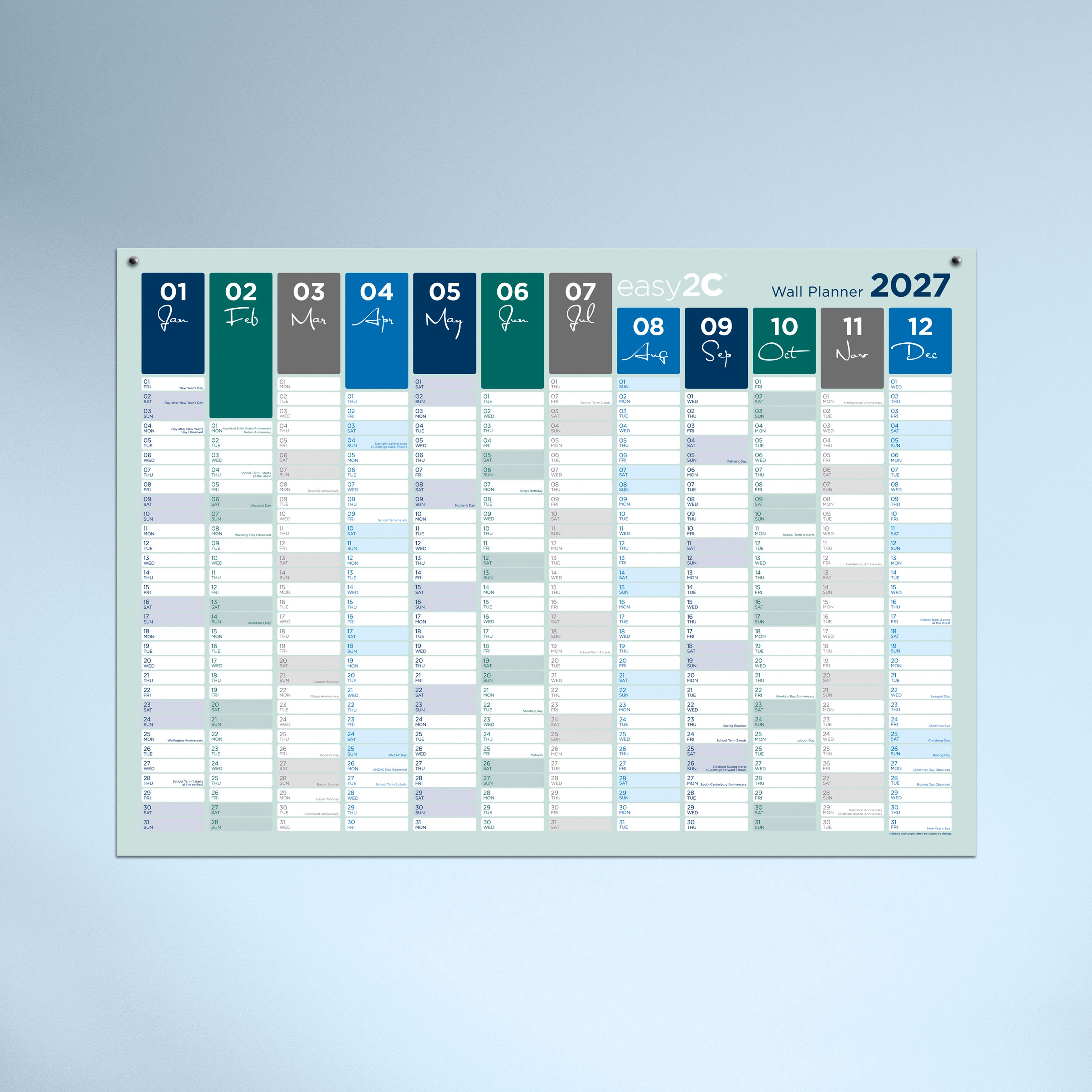 UNLAMINATED A2 WALL PLANNER FRONT