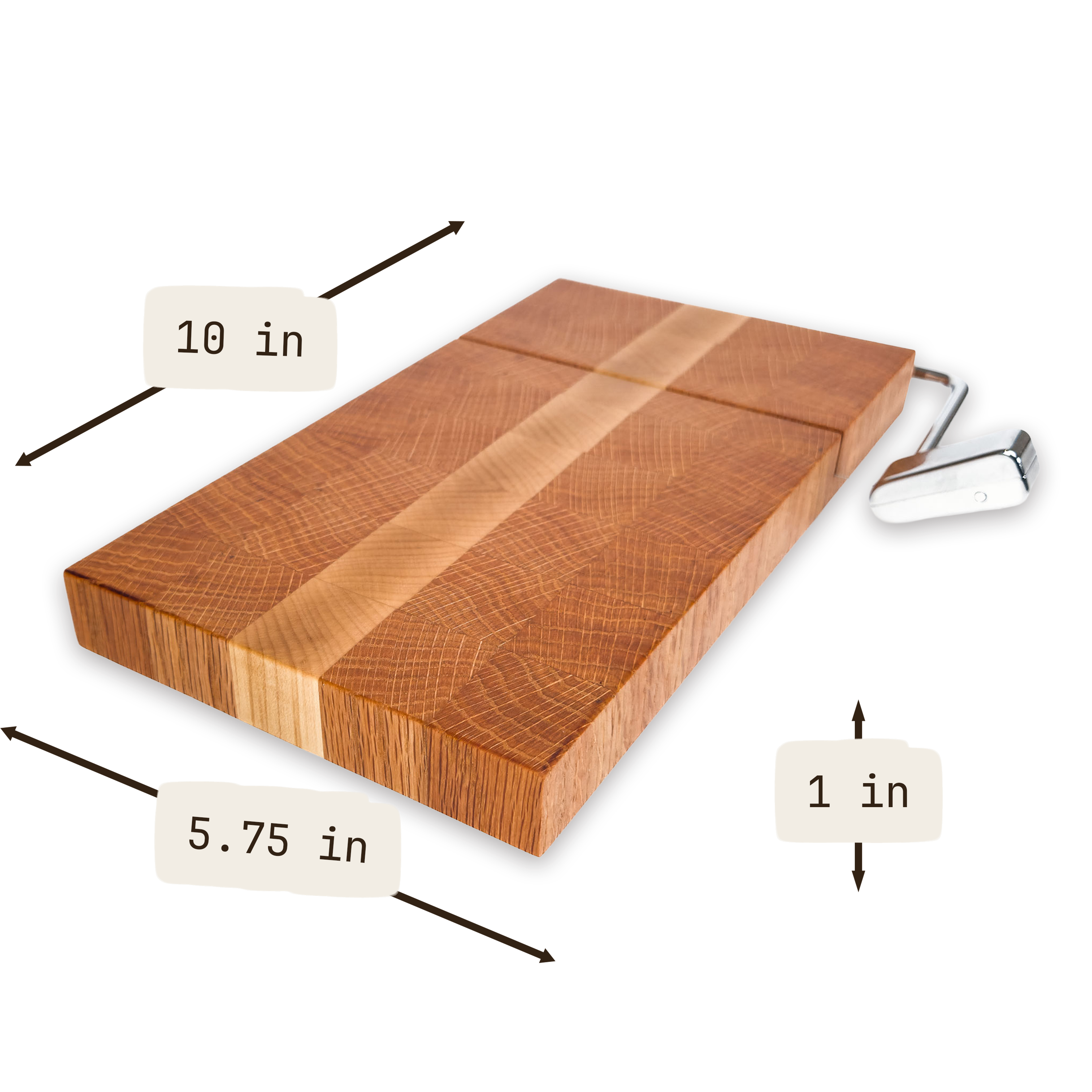End grain oak & maple cheese slicer board with wire cutter, oiled hardwood