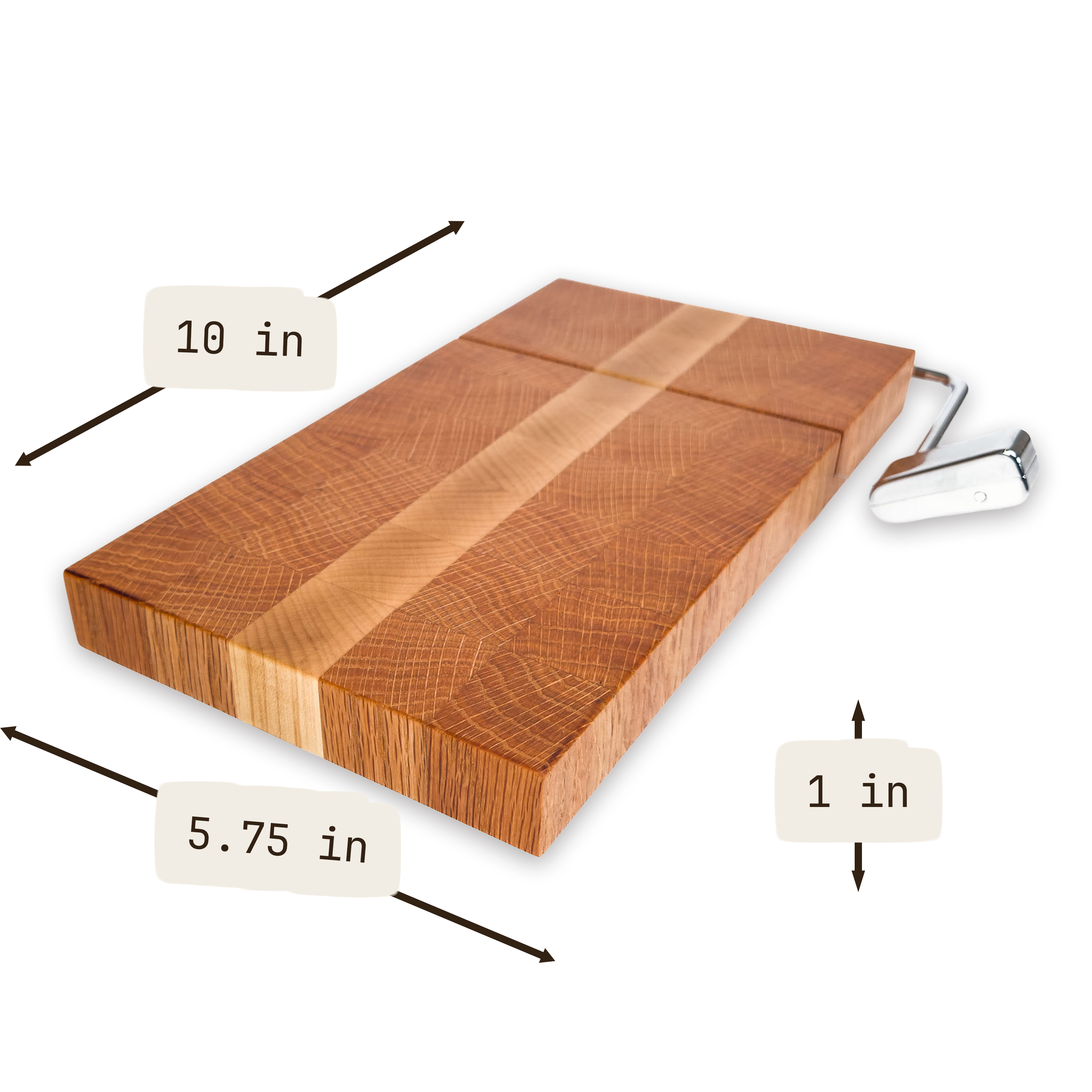 End grain oak & maple cheese slicer board with wire cutter, oiled hardwood