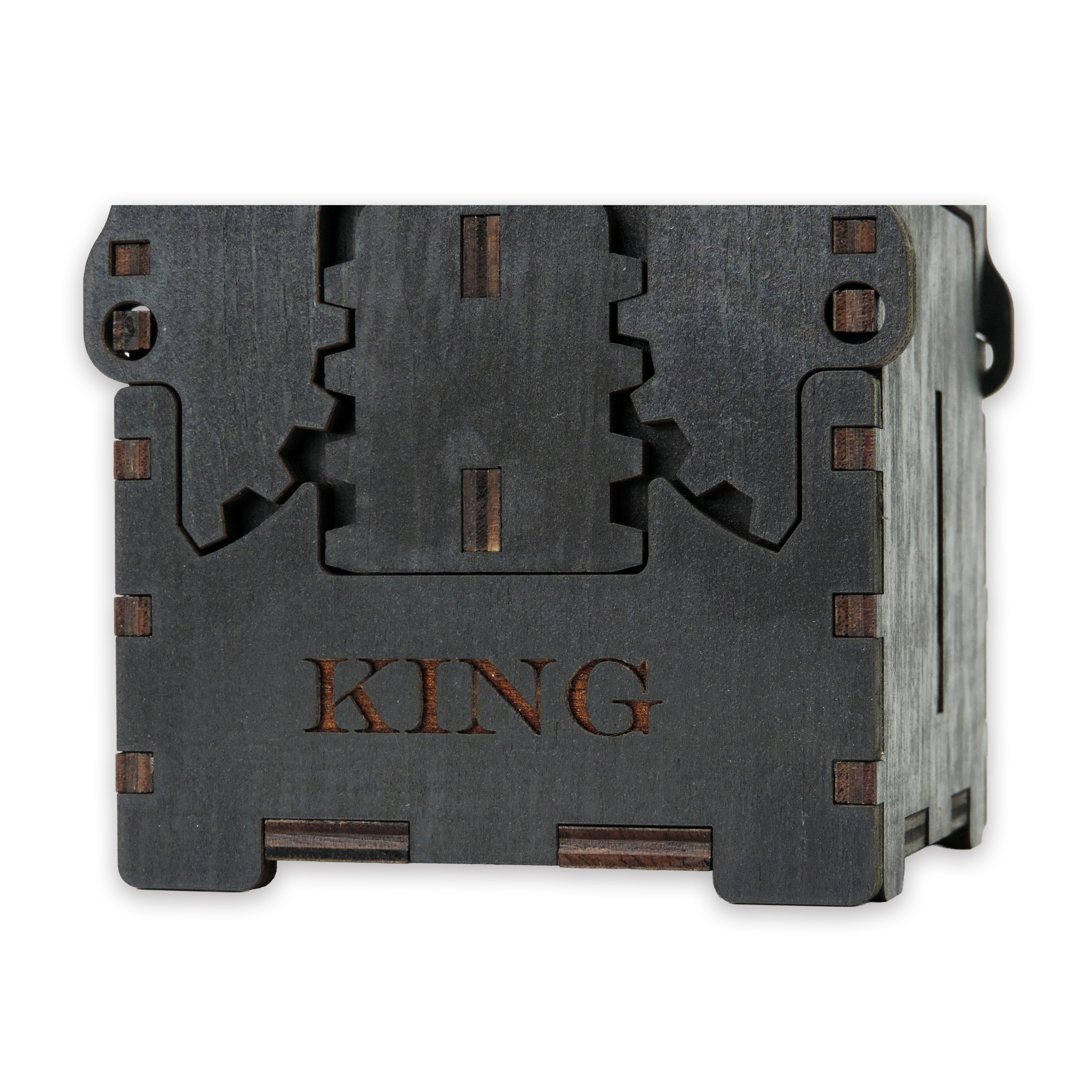 Laser-cut king diamond box, black-painted birch plywood