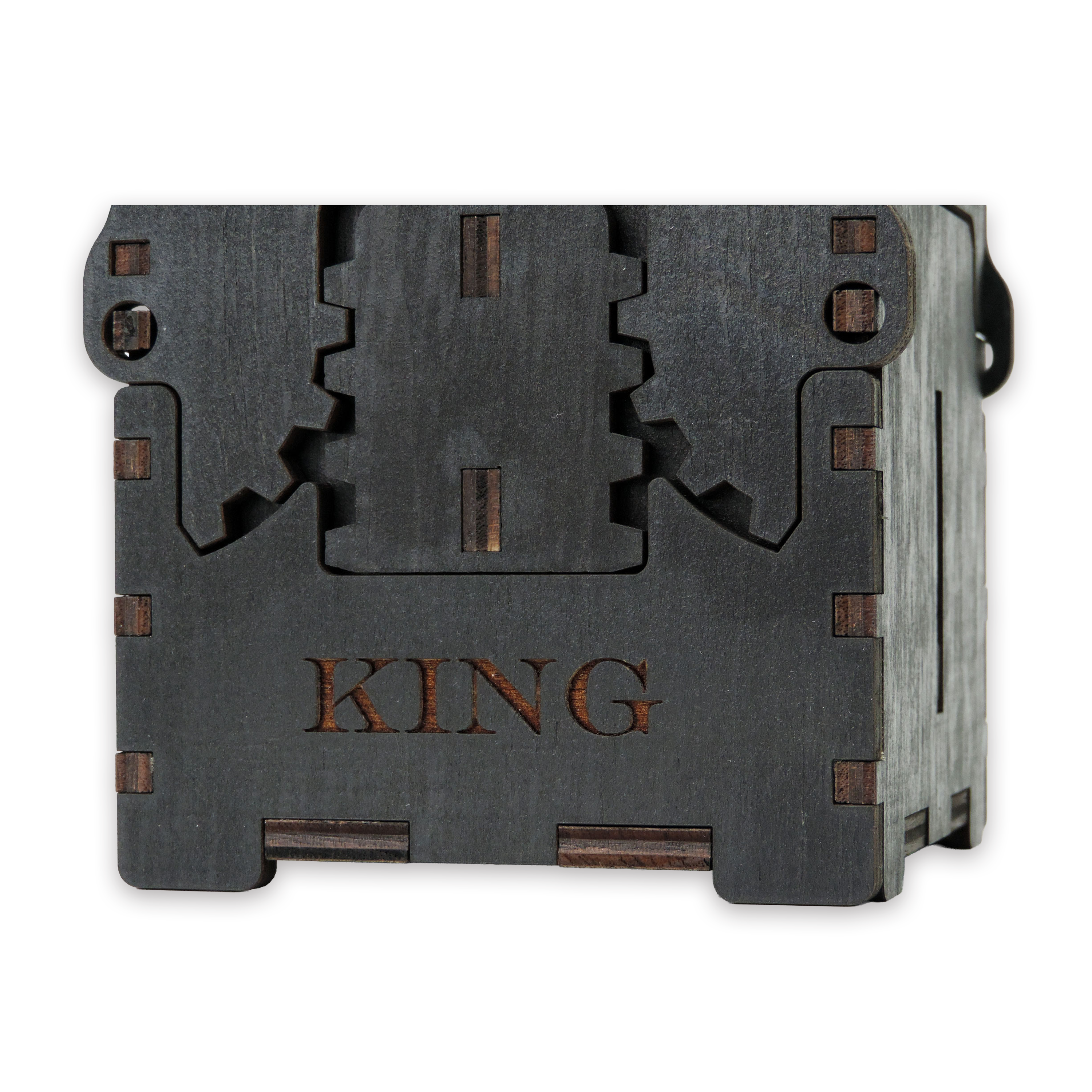 Laser-cut king diamond box, black-painted birch plywood