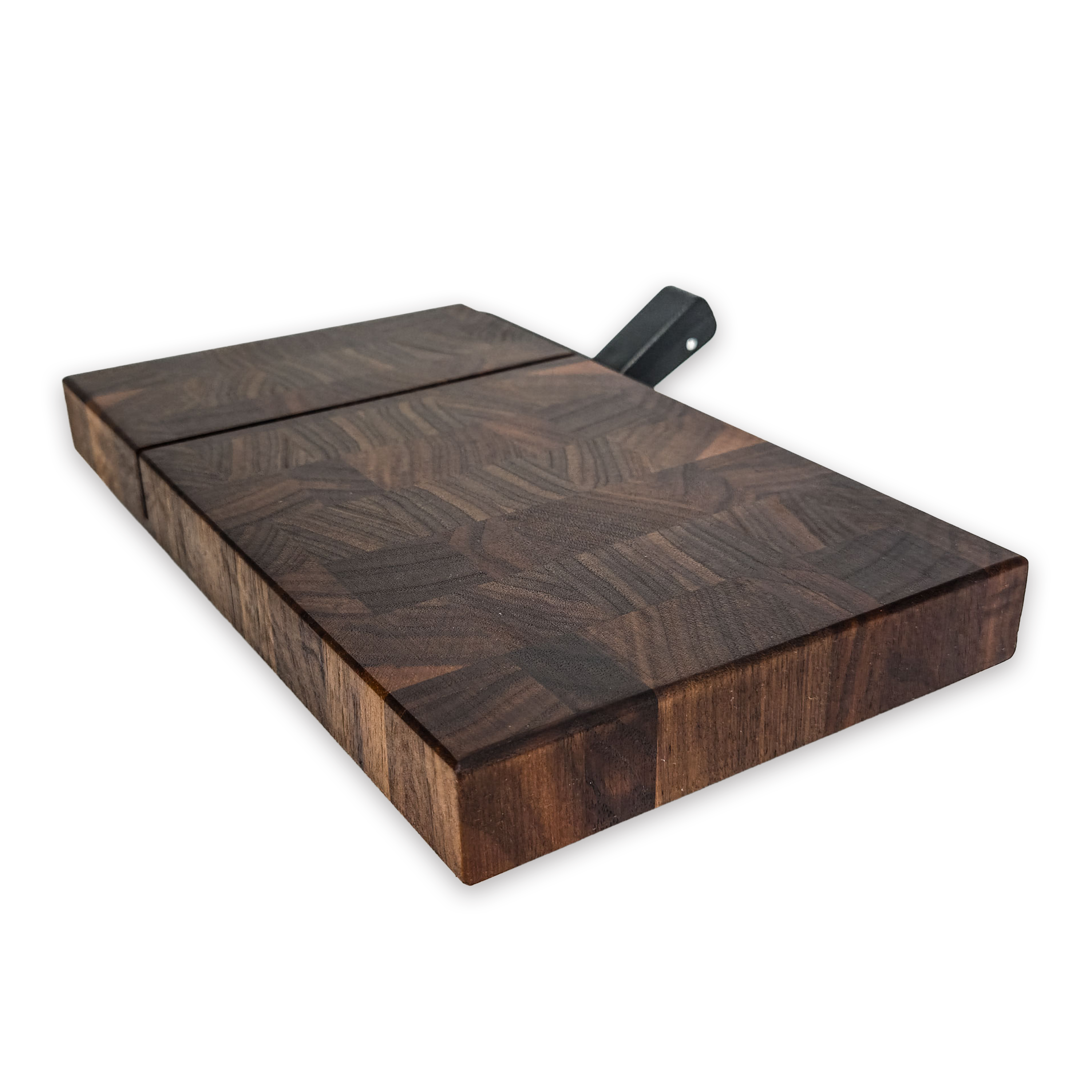 End grain solid walnut cheese slicer board with wire cutter, oiled hardwood