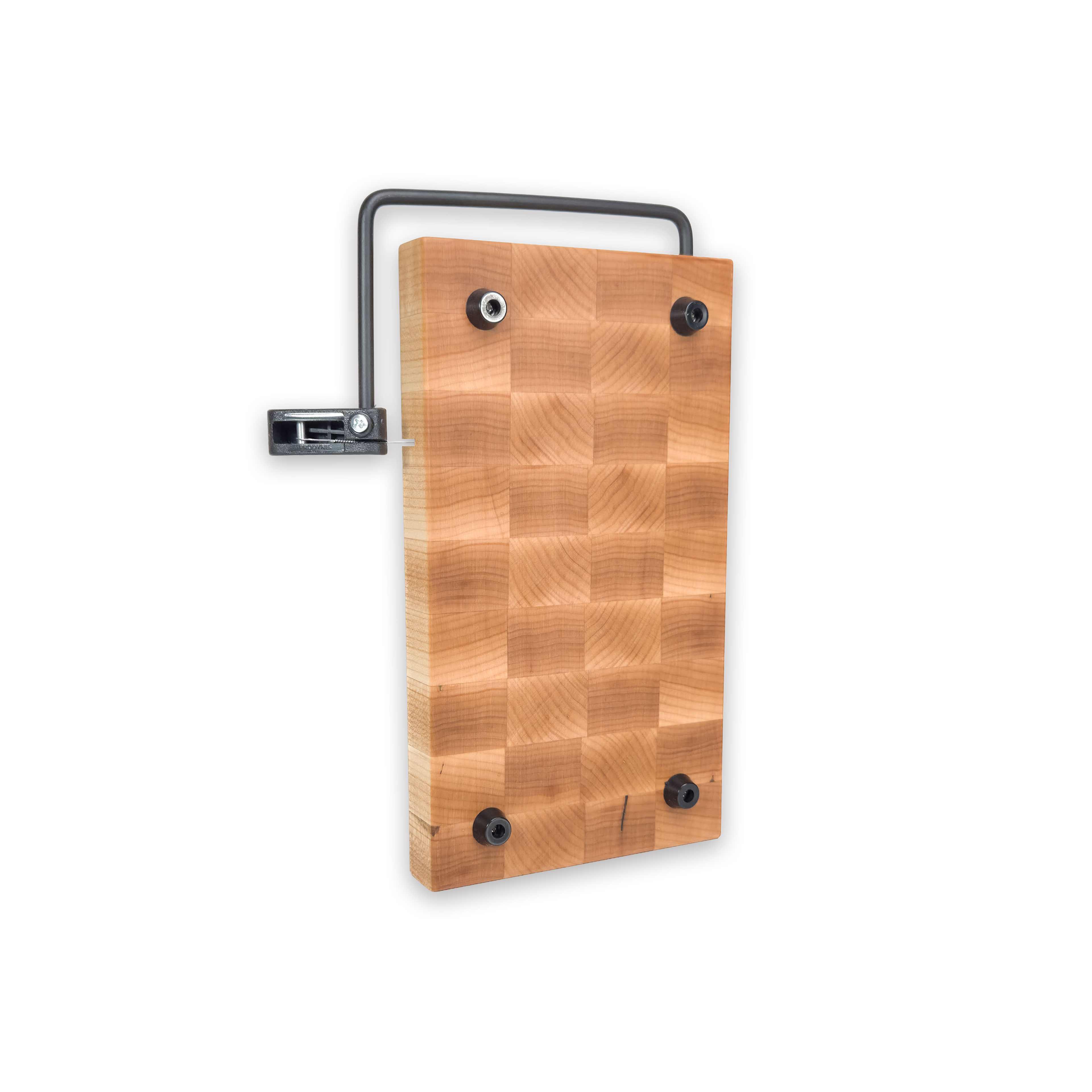 End grain maple cheese slicer board with wire cutter, oiled hardwood