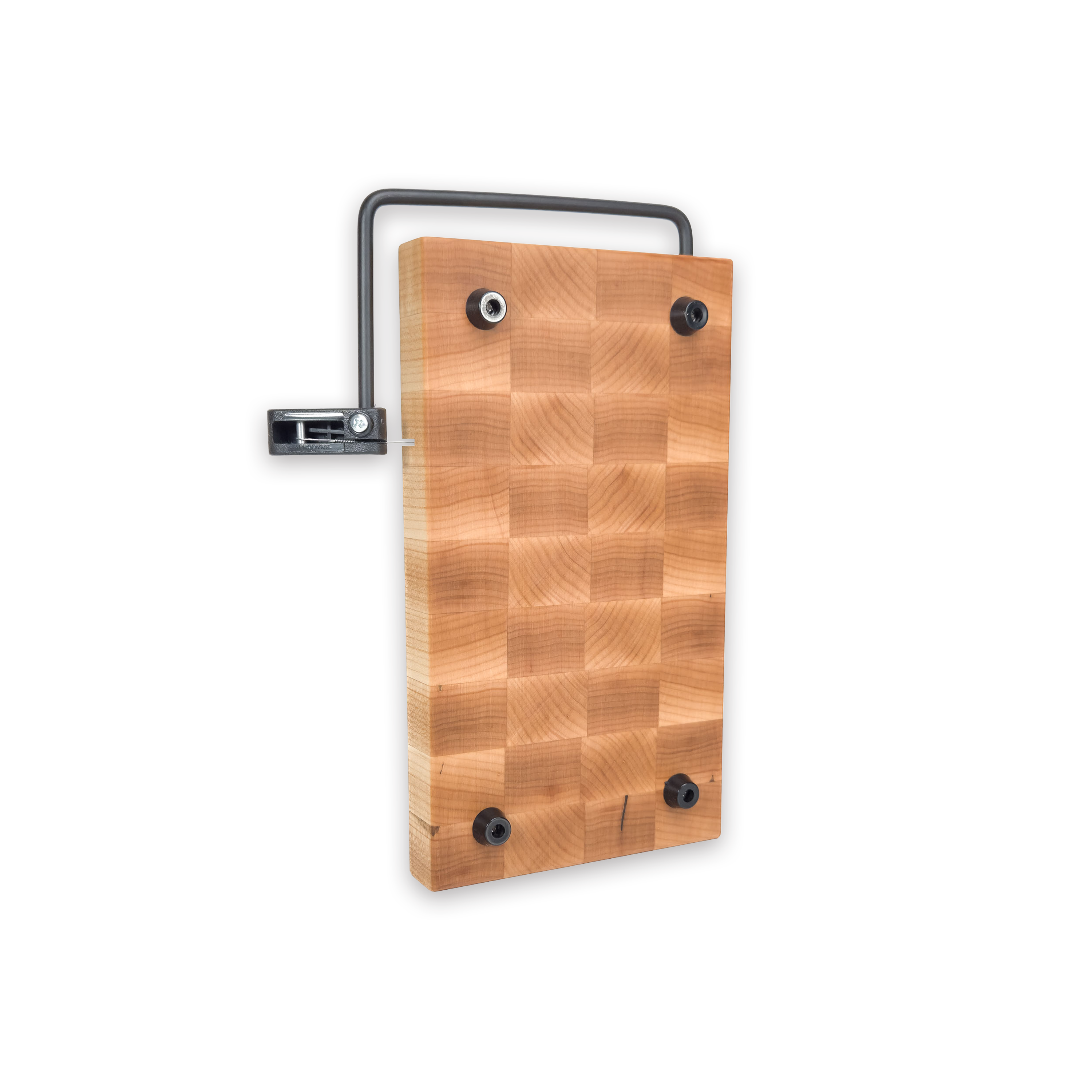 End grain maple cheese slicer board with wire cutter, oiled hardwood